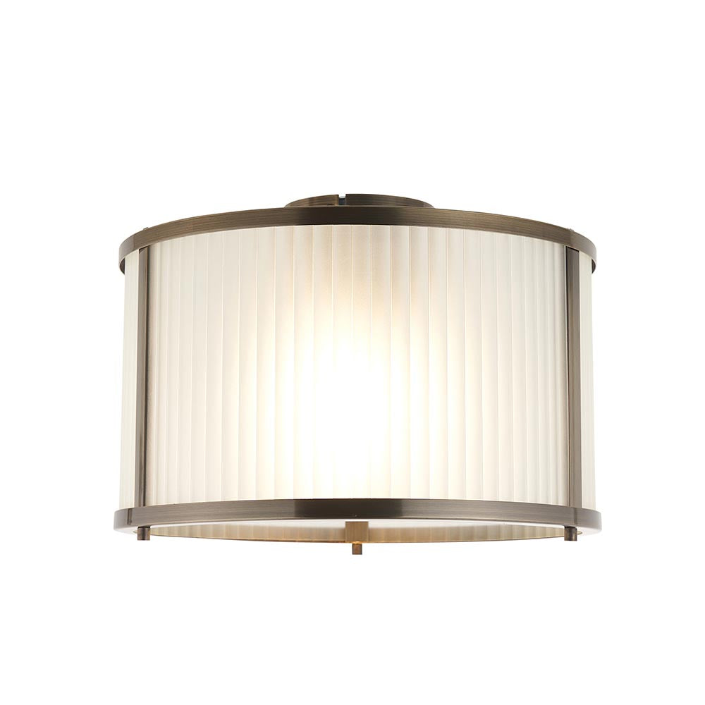 Ridgeton Antique Brass & Frosted Glass Ceiling Flush