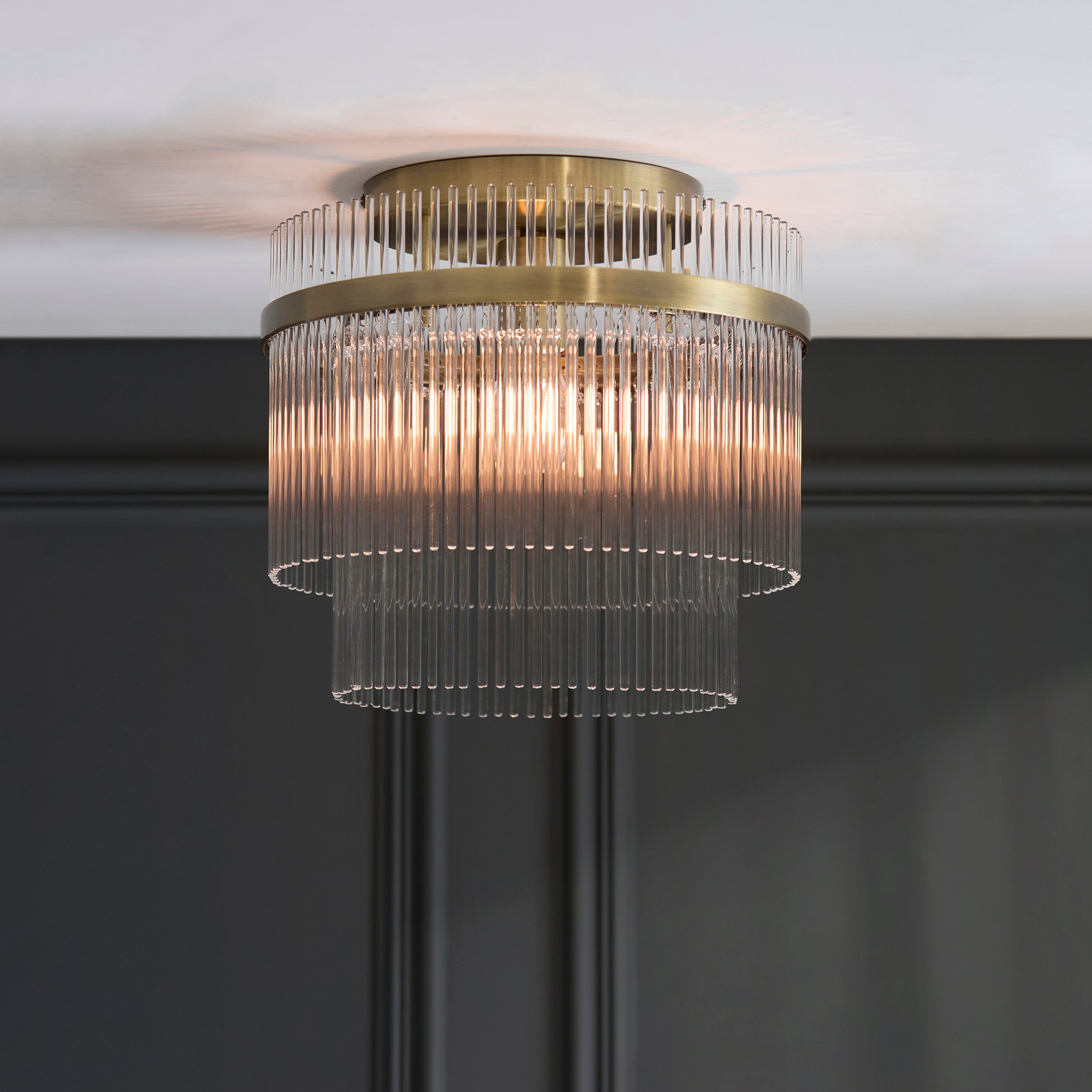 Marietta Brass 1 Light Flush - Glass Rods