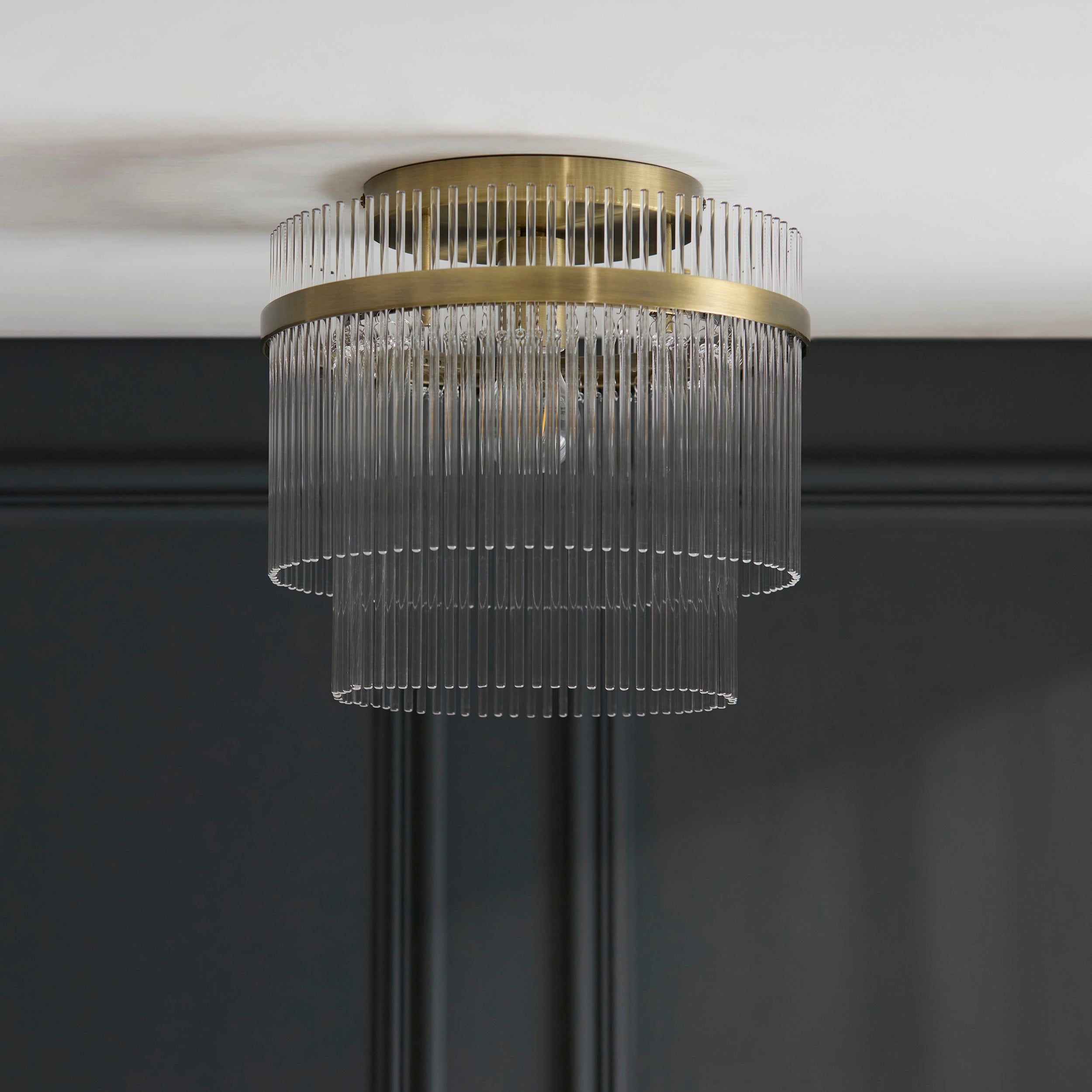 Marietta Brass 1 Light Flush - Glass Rods