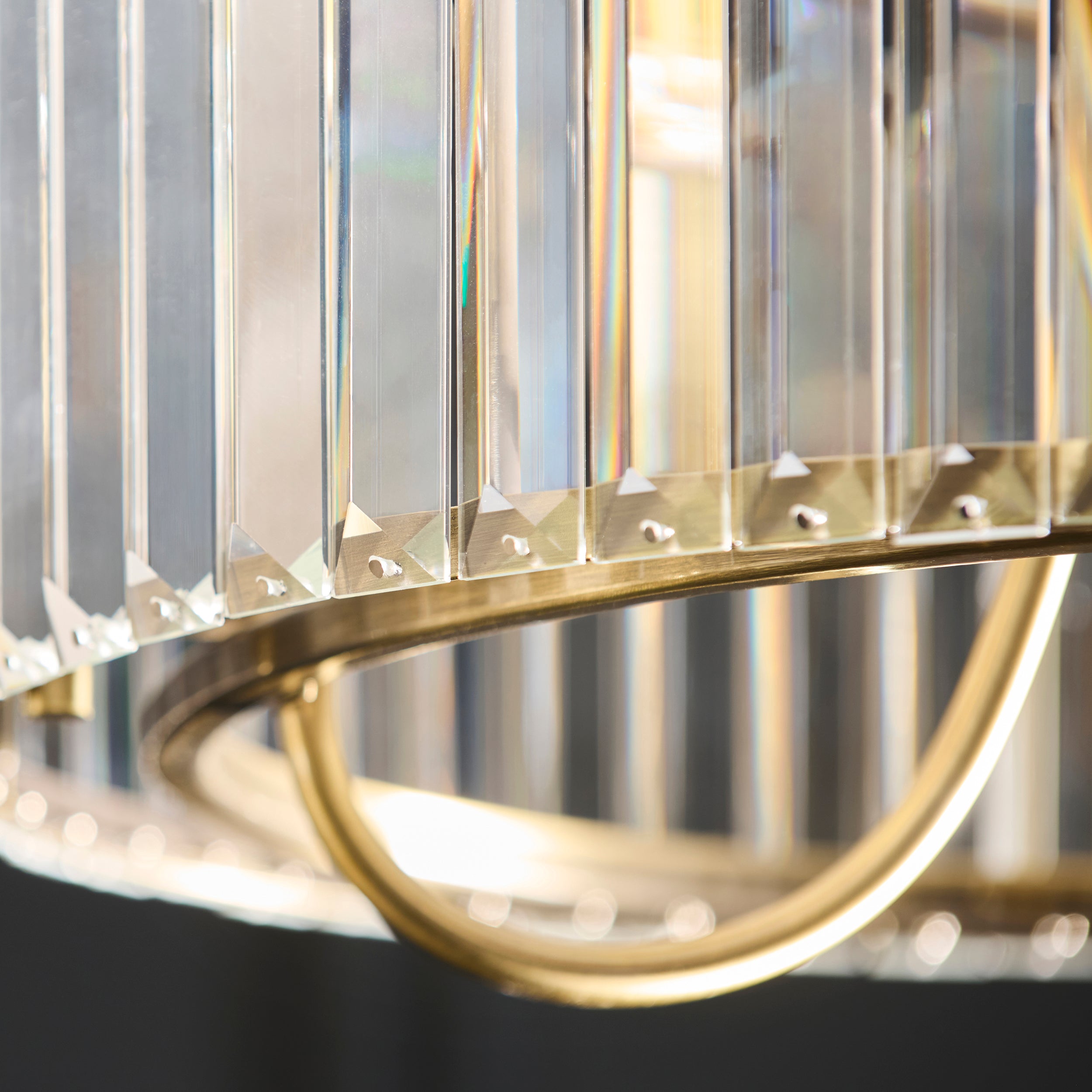 Visconti 3 Light Brass & Clear Cut Glass Semi Flush