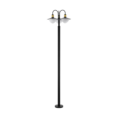 Eglo Sirmione 3 Light Black & Gold Lamp Post - IP44