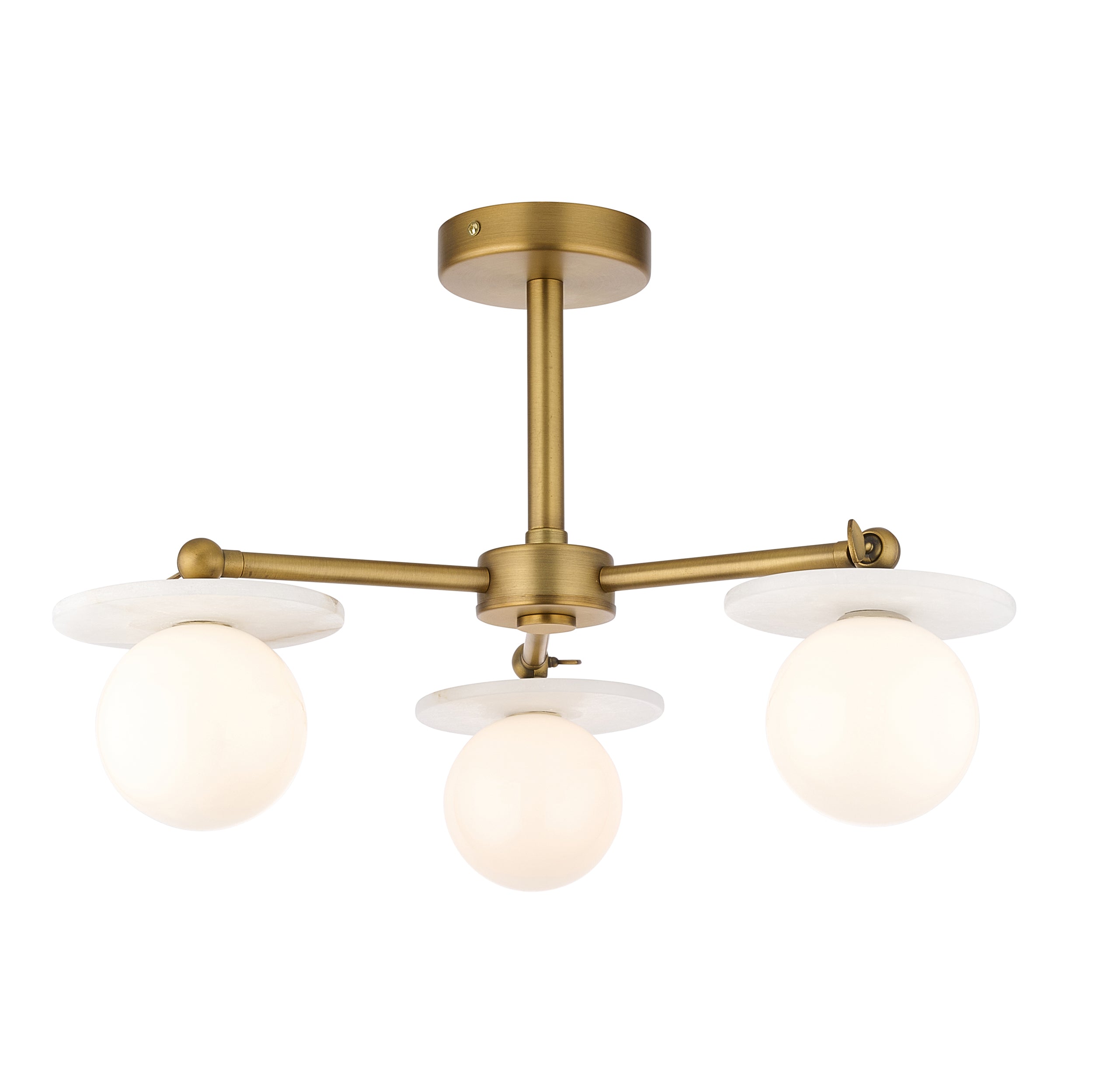 Cerhio 3 Light Brass Finish Semi Flush Ceiling Light