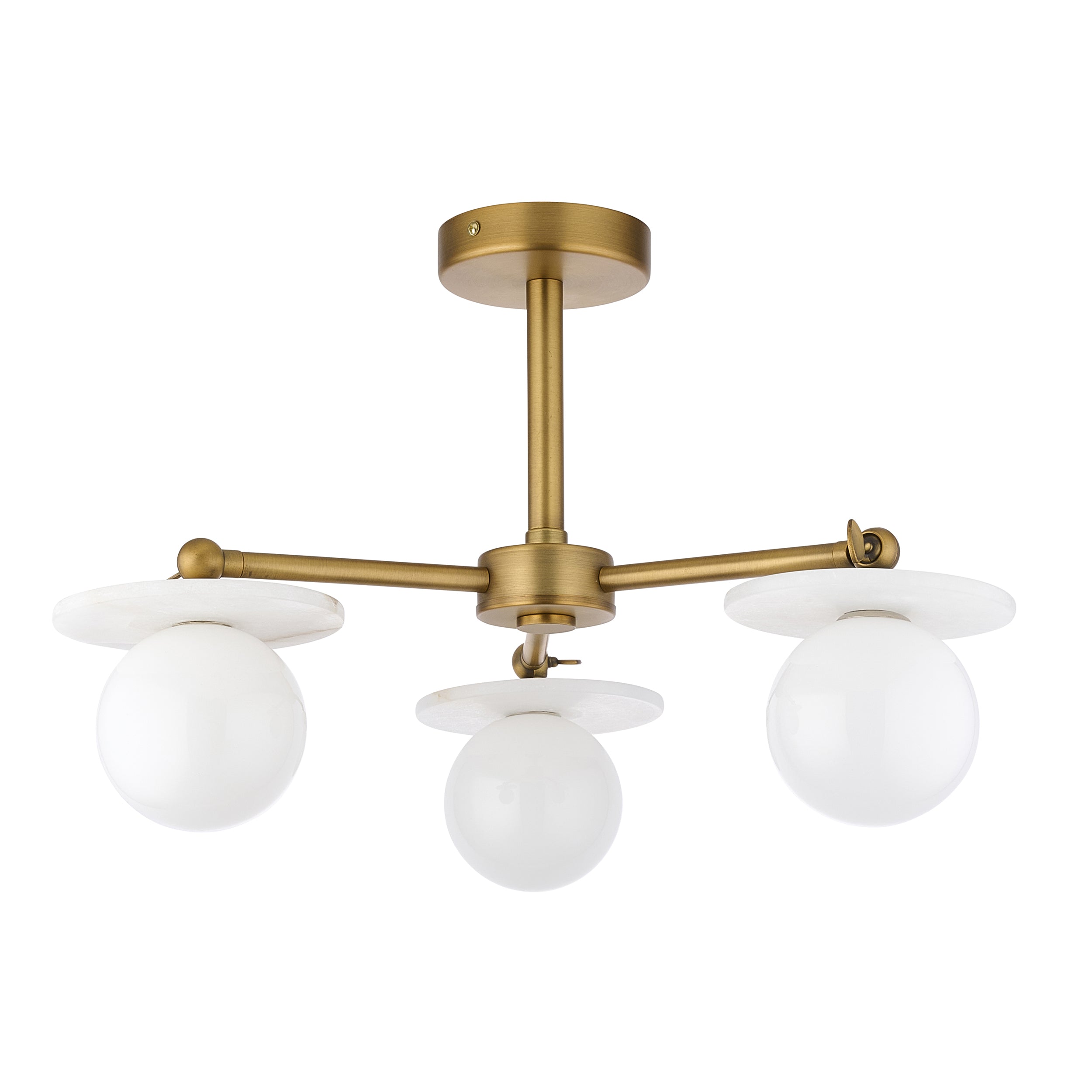 Cerhio 3 Light Brass Finish Semi Flush Ceiling Light