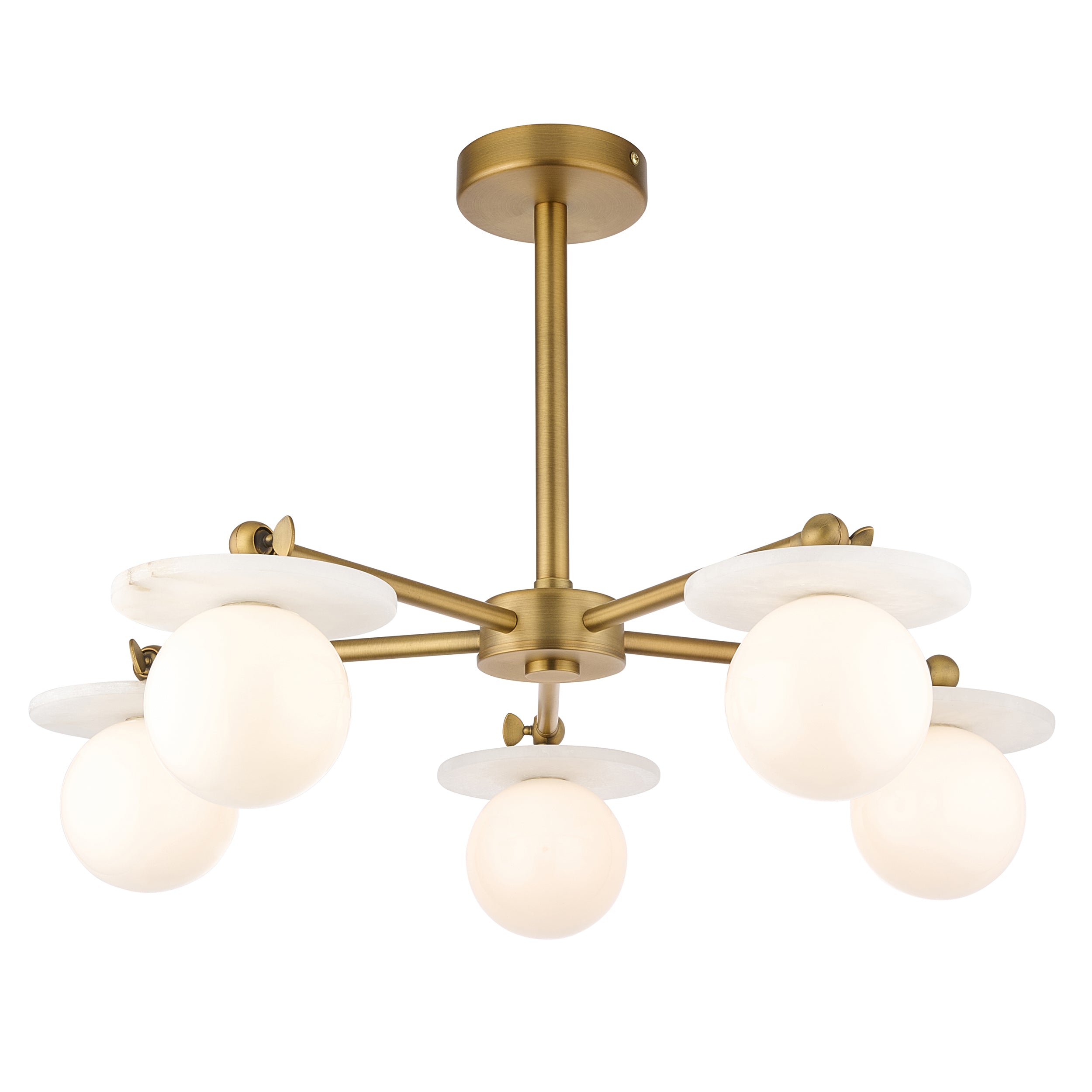 Cerhio 5 Light Brass Finish Semi Flush Ceiling Light