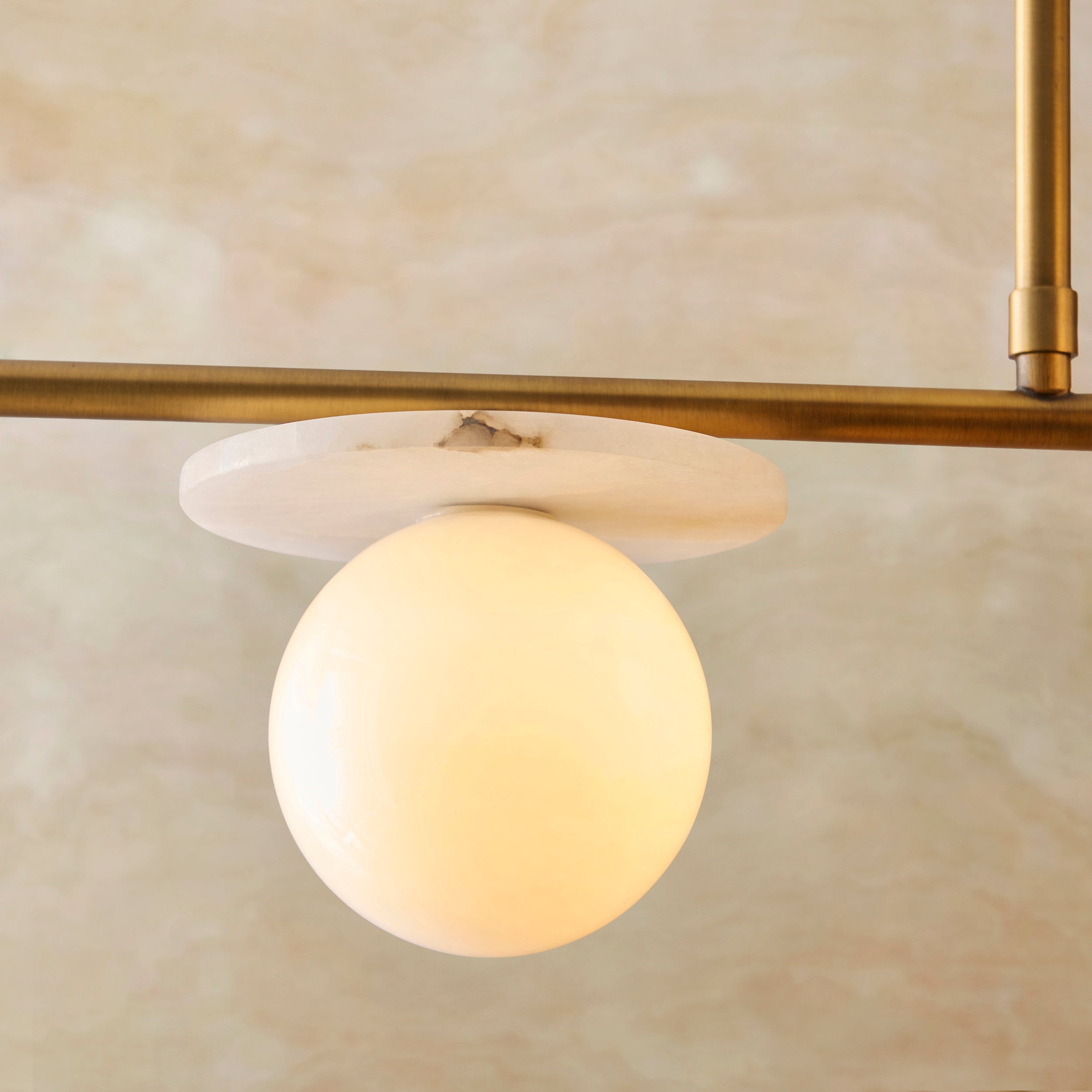 Cerchio 4 Light Brass and Opal Glass Linear Pendant