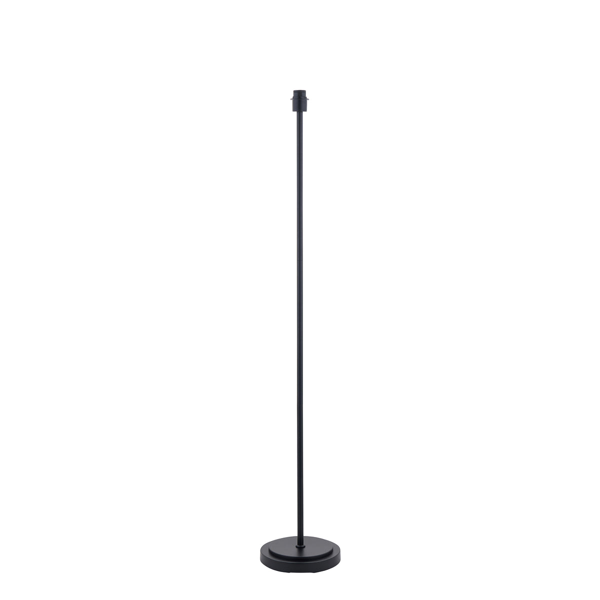 Arlo matt black floor lamp base with slim stem, round stepped base and exposed lampholder