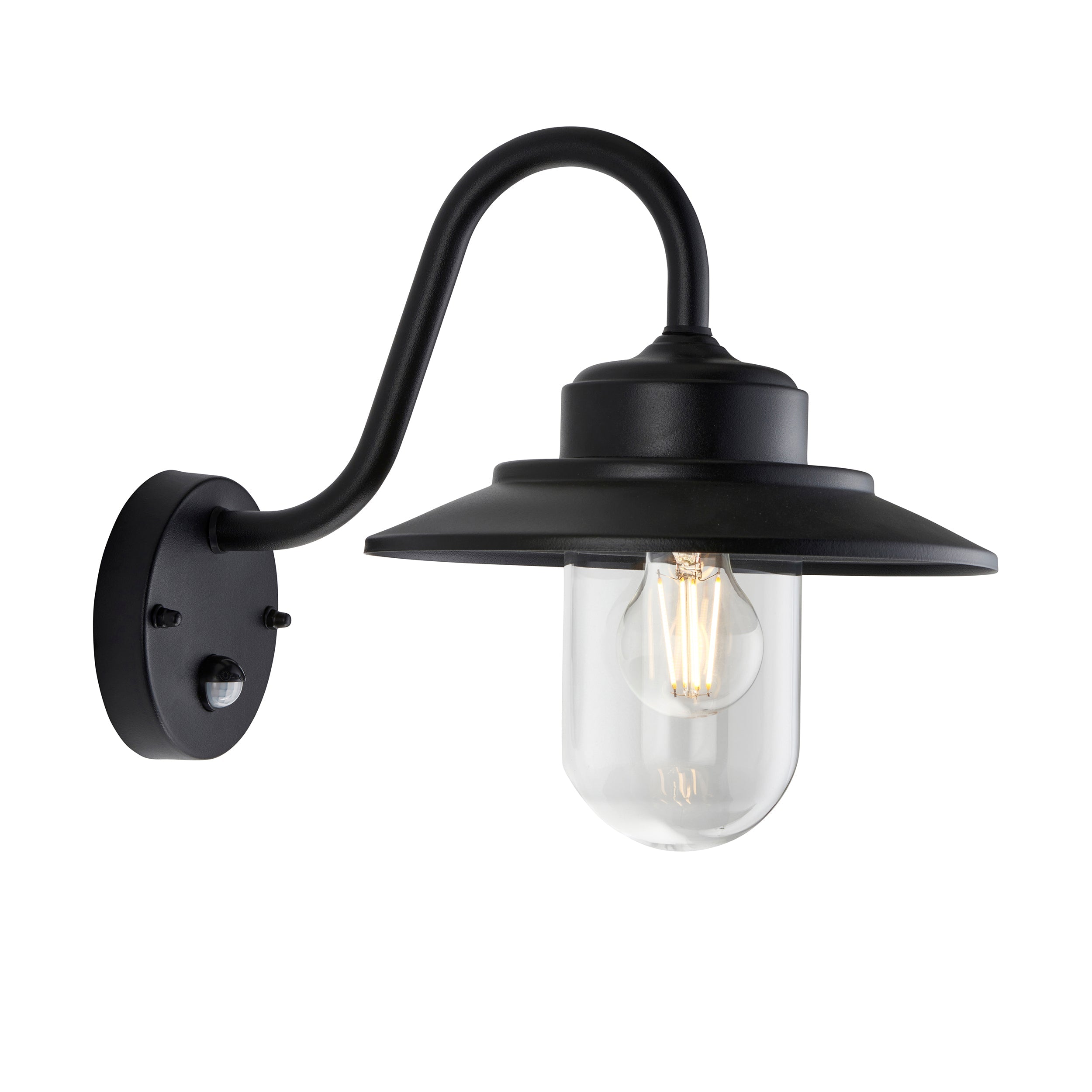 Thornton PIR Black Outdoor Wall Light - IP44-OPEN-BOX-50-290626