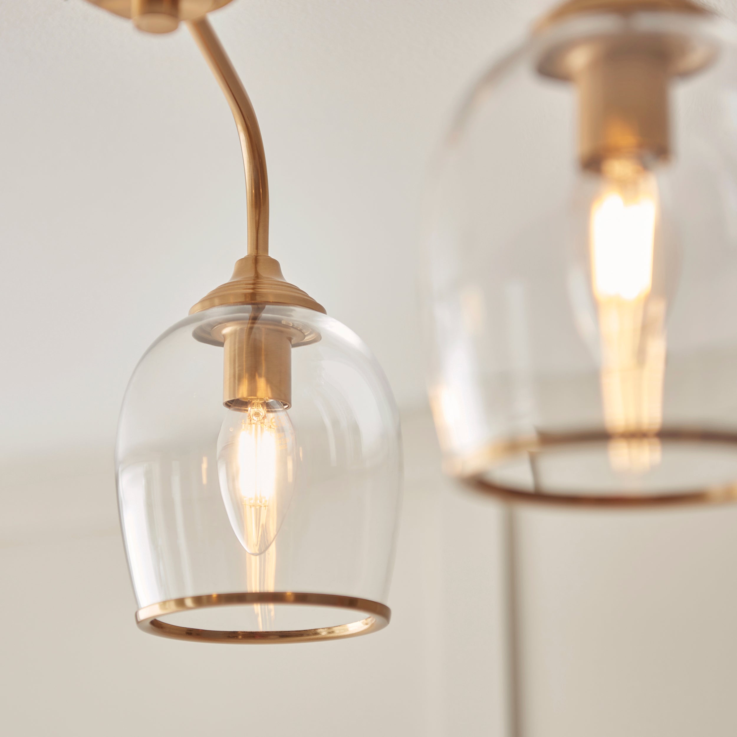 Ashcroft Brass 3 Light Brass Semi-Flush - Clear Glass Shades