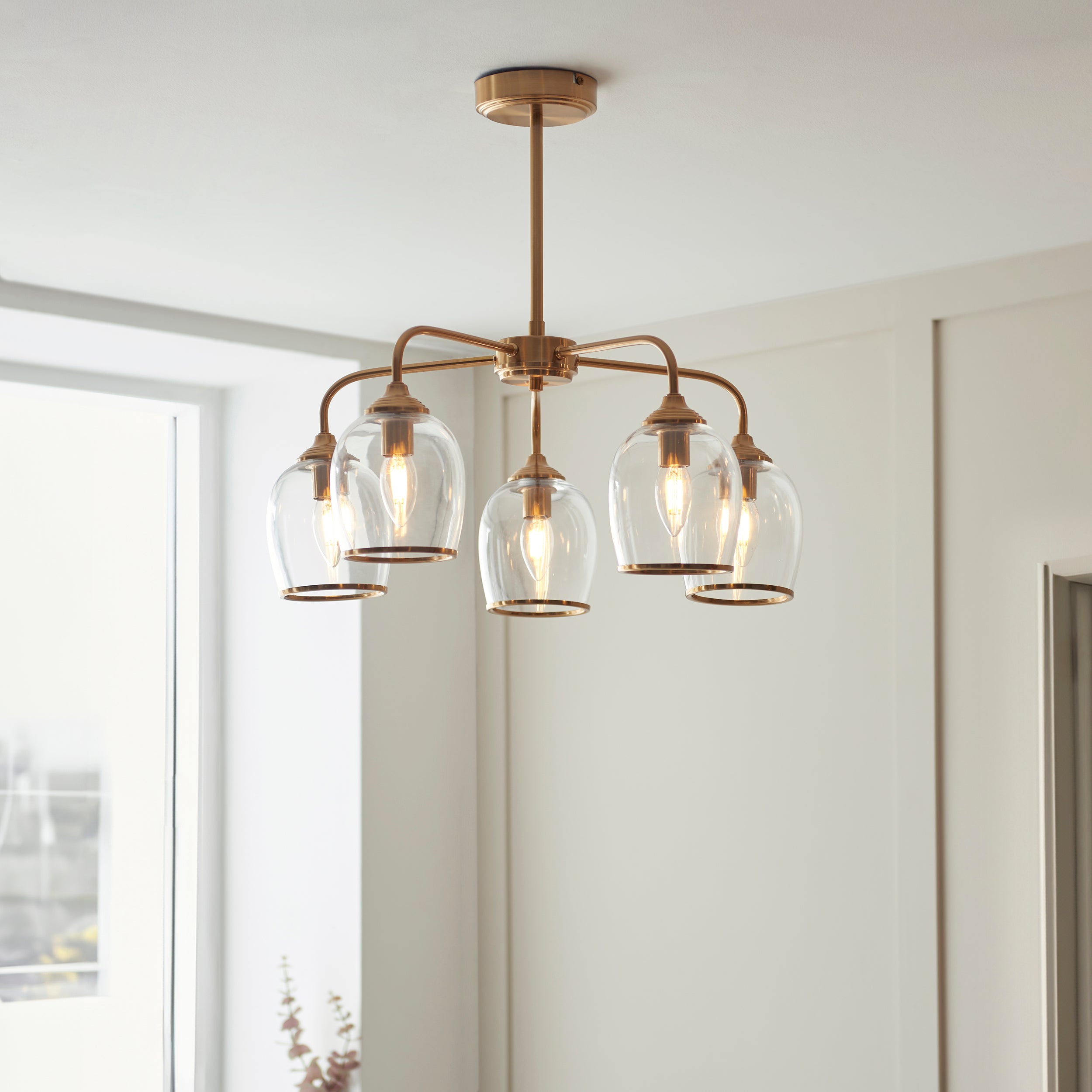 Ashcroft Brass 5 Light Brass Pendant - Clear Glass Shades