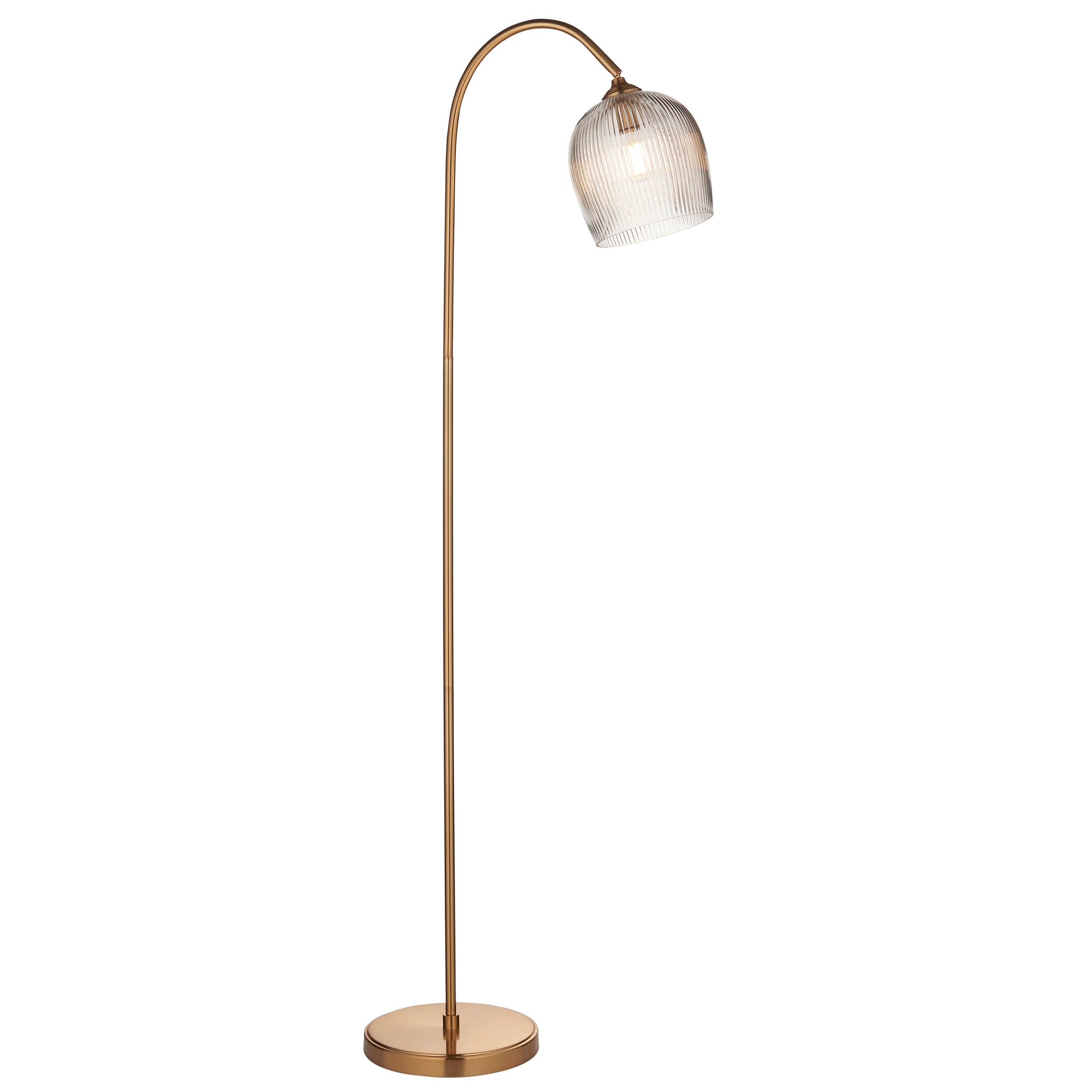 Ashcroft Ribbed Glass Shade & Brass Floor Lamp