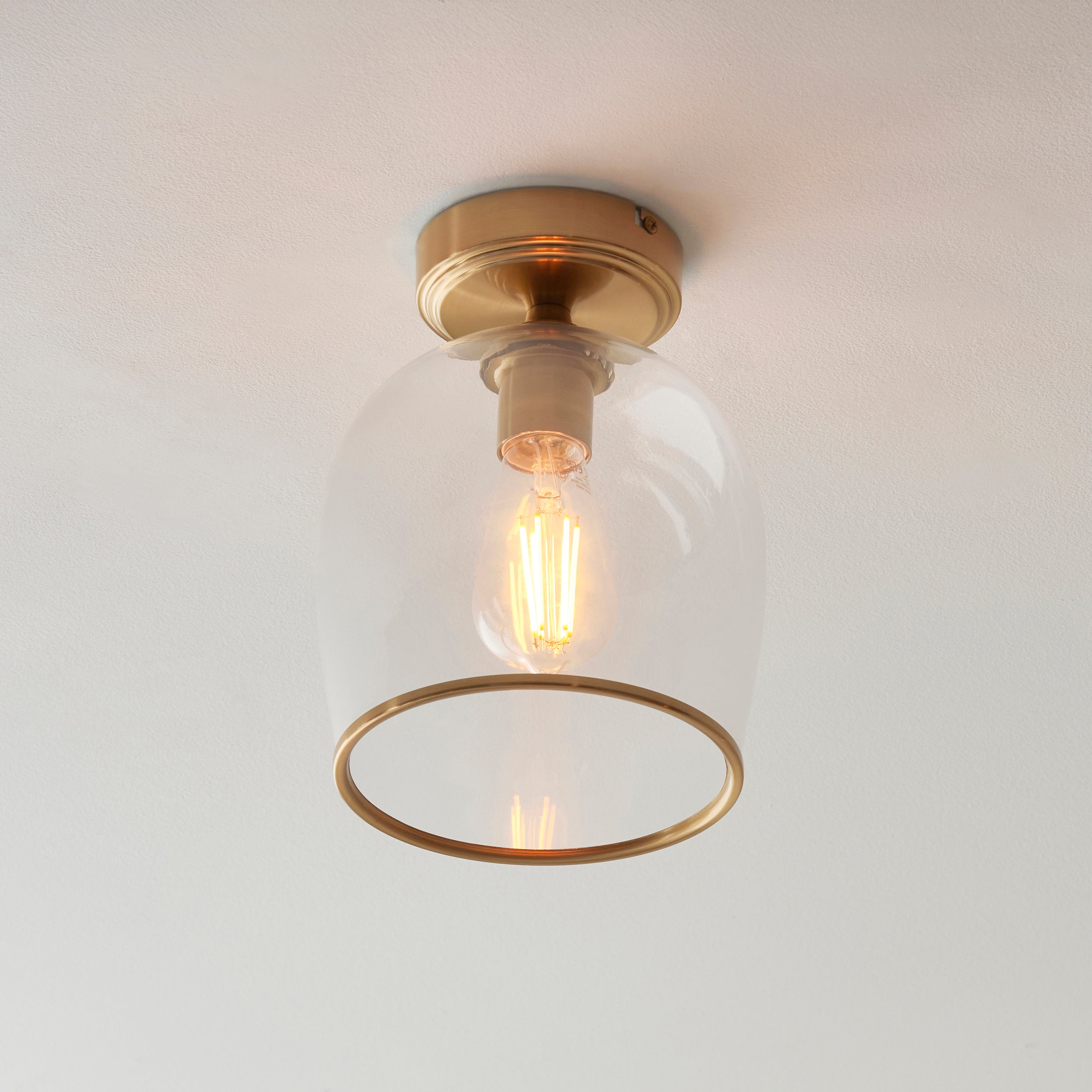 Ashcroft Brass Flush - Clear Glass Shade