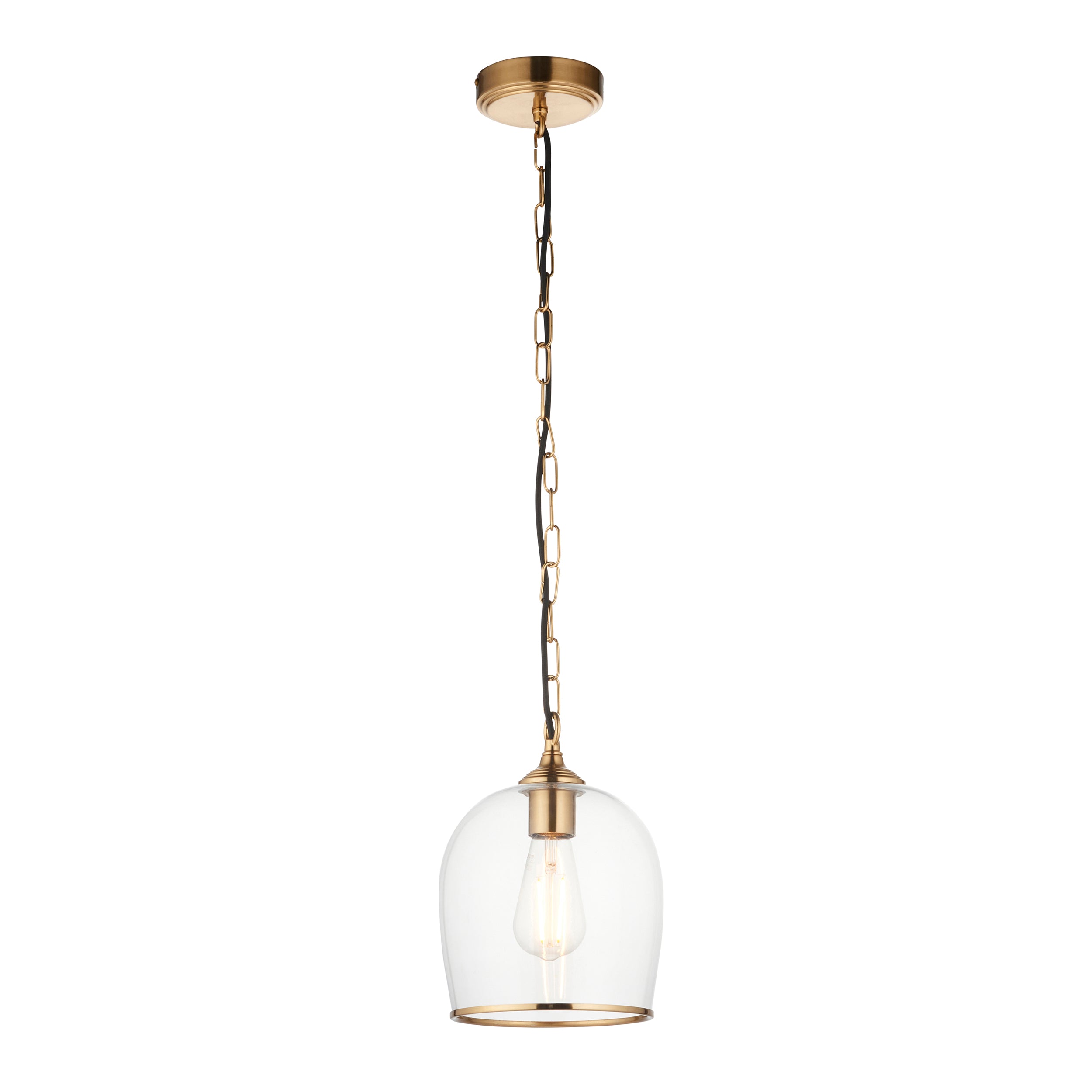 Ashcroft Brass Ceiling Pendant With Clear Glass Shade
