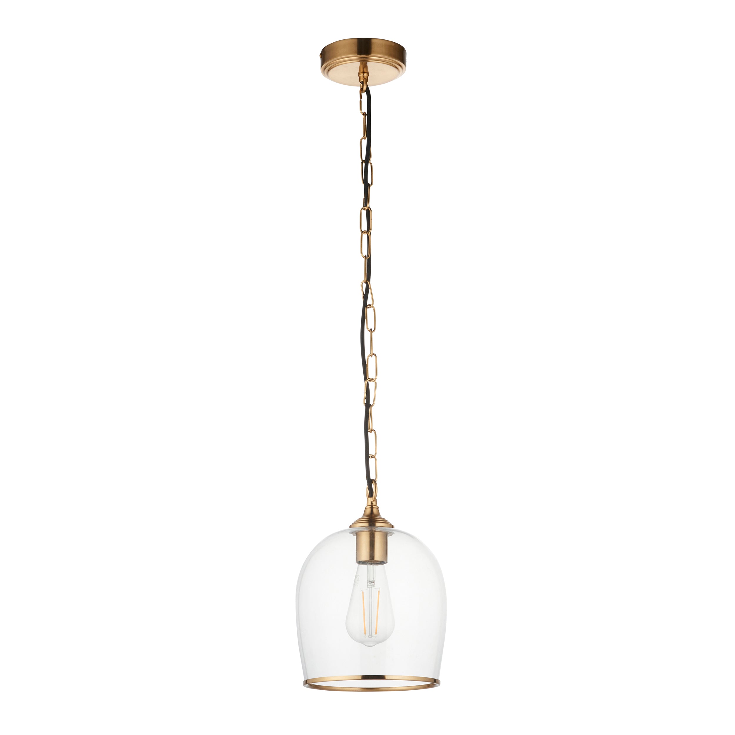 Ashcroft Brass Ceiling Pendant With Clear Glass Shade