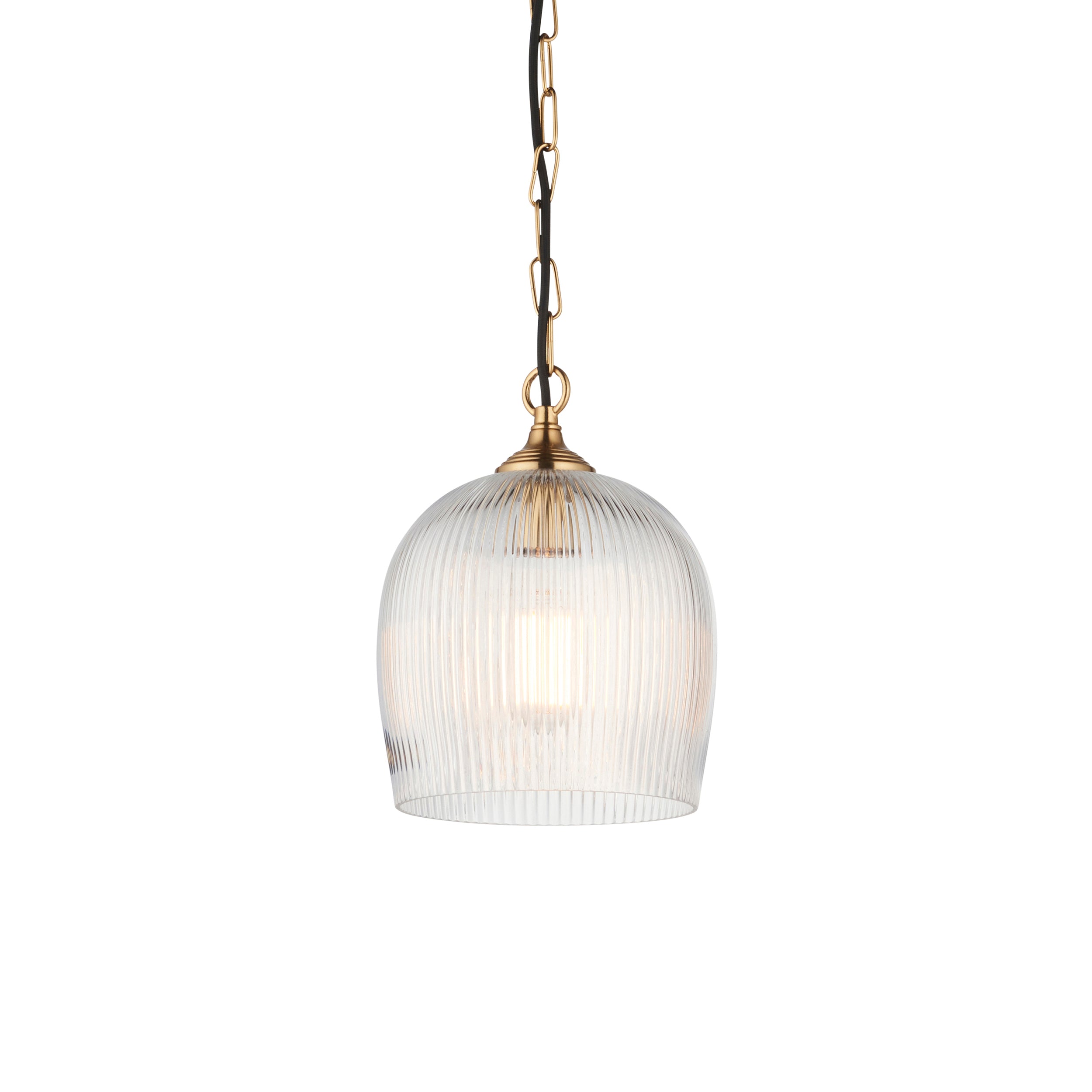 Ashcroft Ribbed Glass Shade Brass Pendant 120625 by Endon Lighting