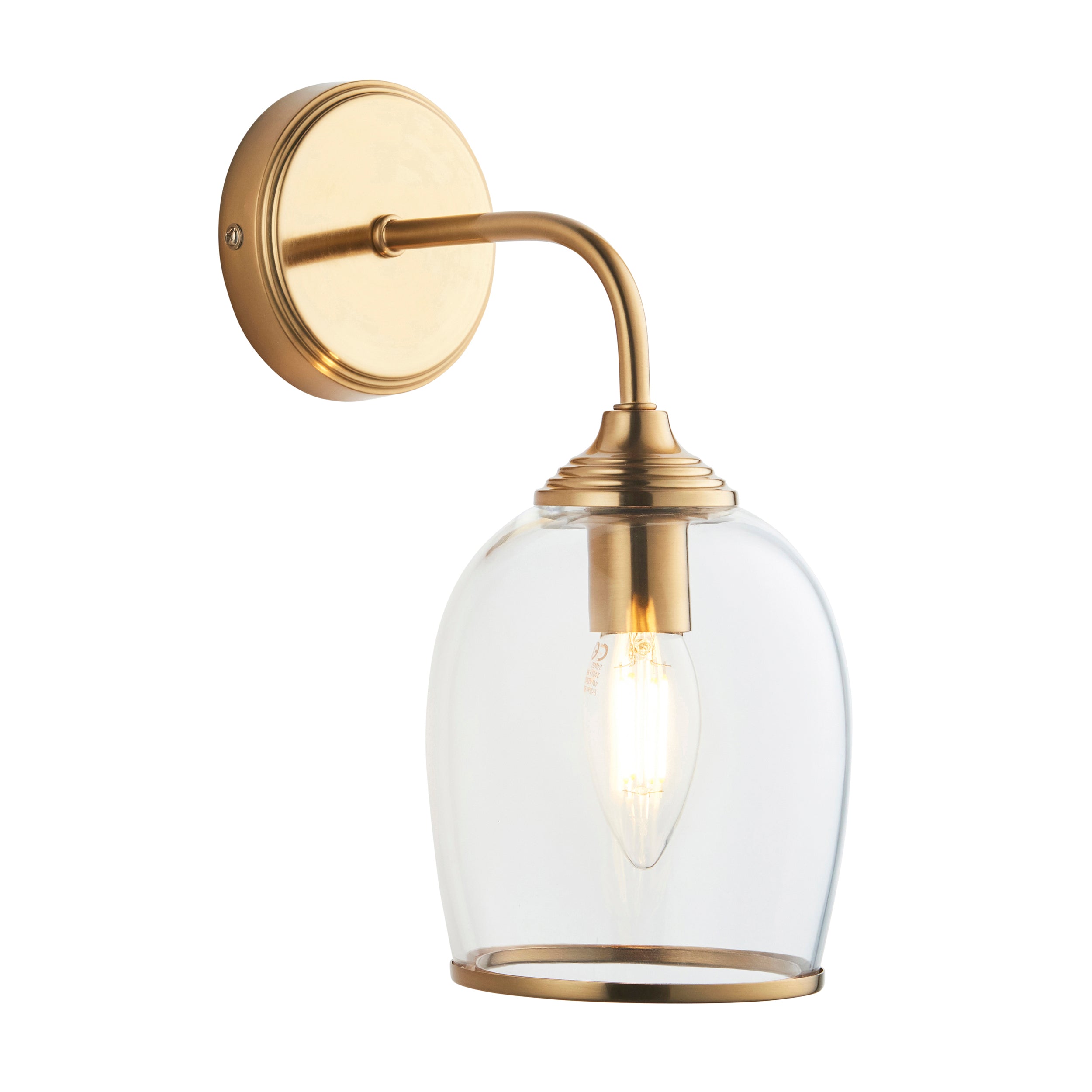 Ashcroft Brass Wall Light - Glass Shade 120626 by Endon Lighting