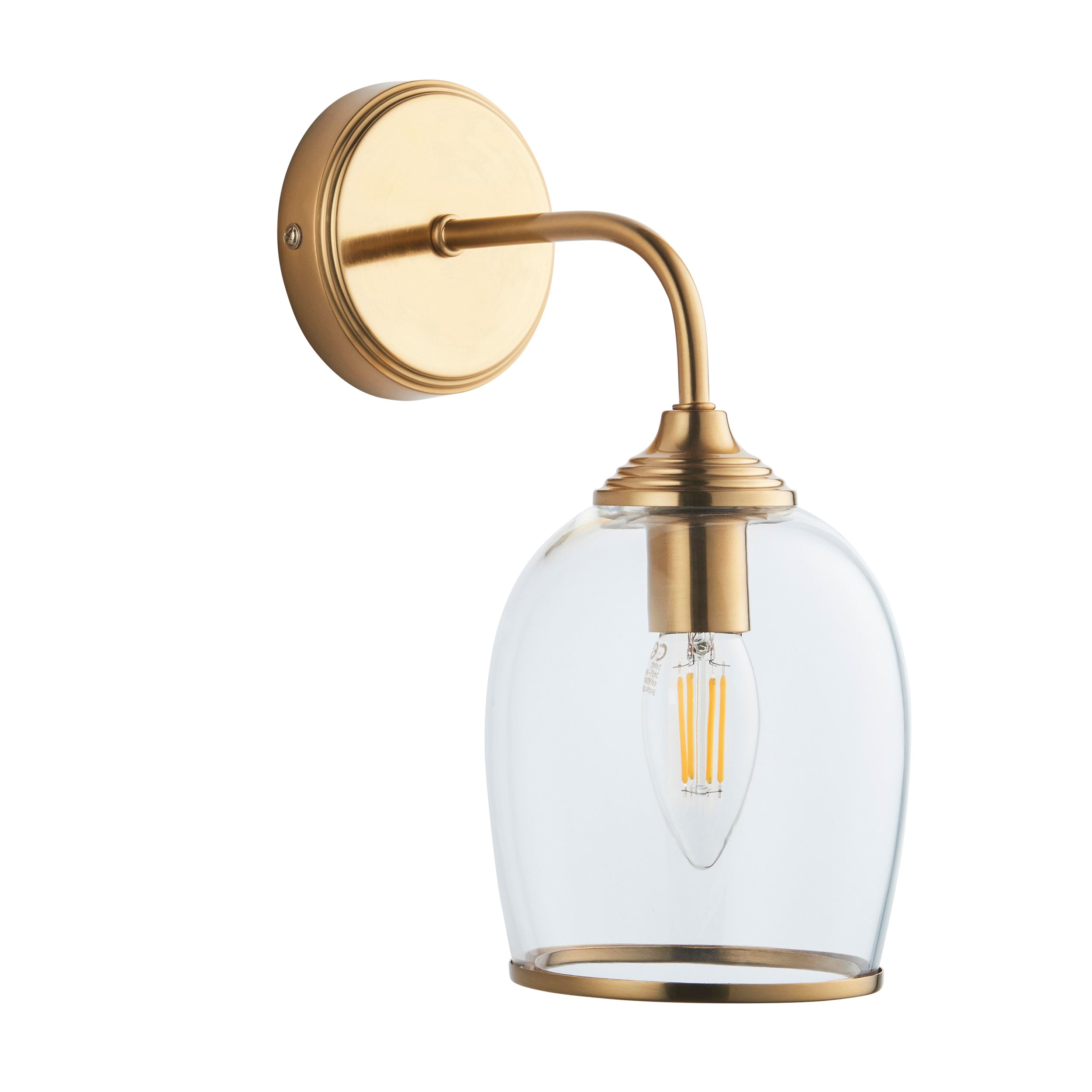 Ashcroft Brass Wall Light - Glass Shade