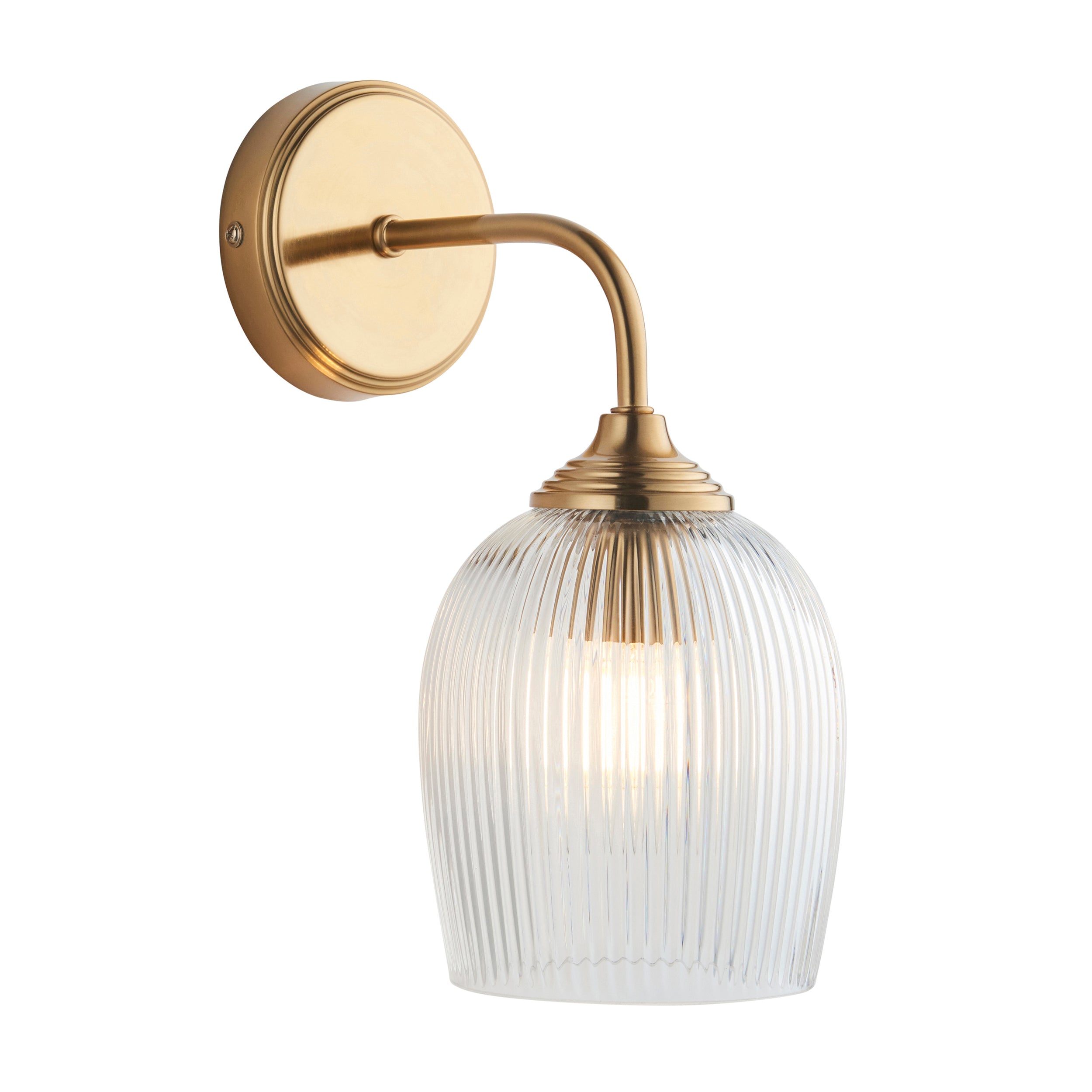 Ashcroft Ribbed Glass Shade & Brass Wall Light 120627 by Endon Lighting