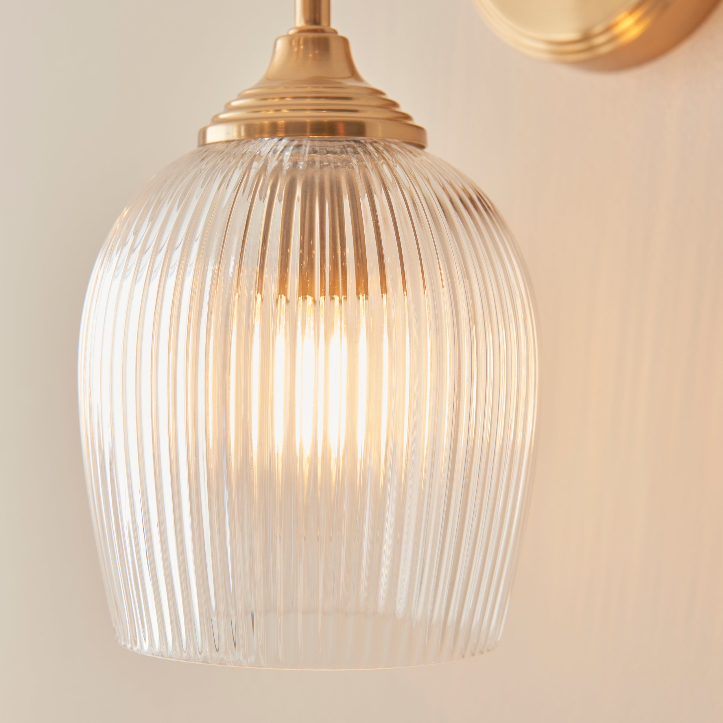 Ashcroft Ribbed Glass Shade & Brass Wall Light
