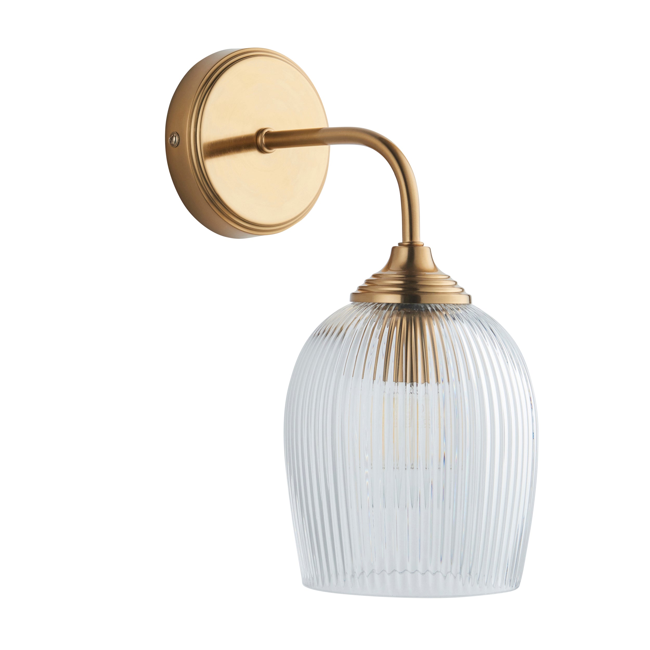 Ashcroft Ribbed Glass Shade & Brass Wall Light