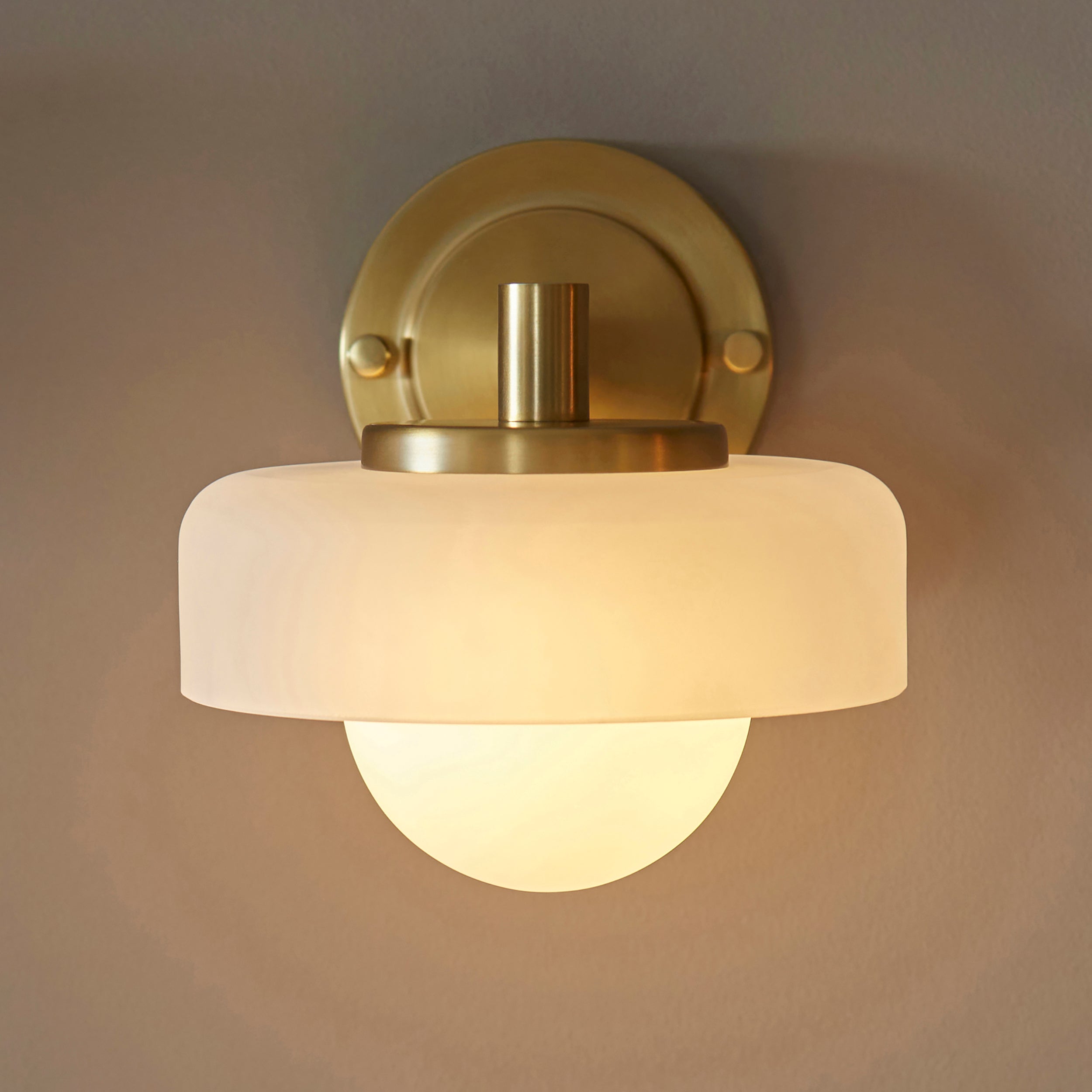 Boss Brass Wall Light - Opal Glass Shade
