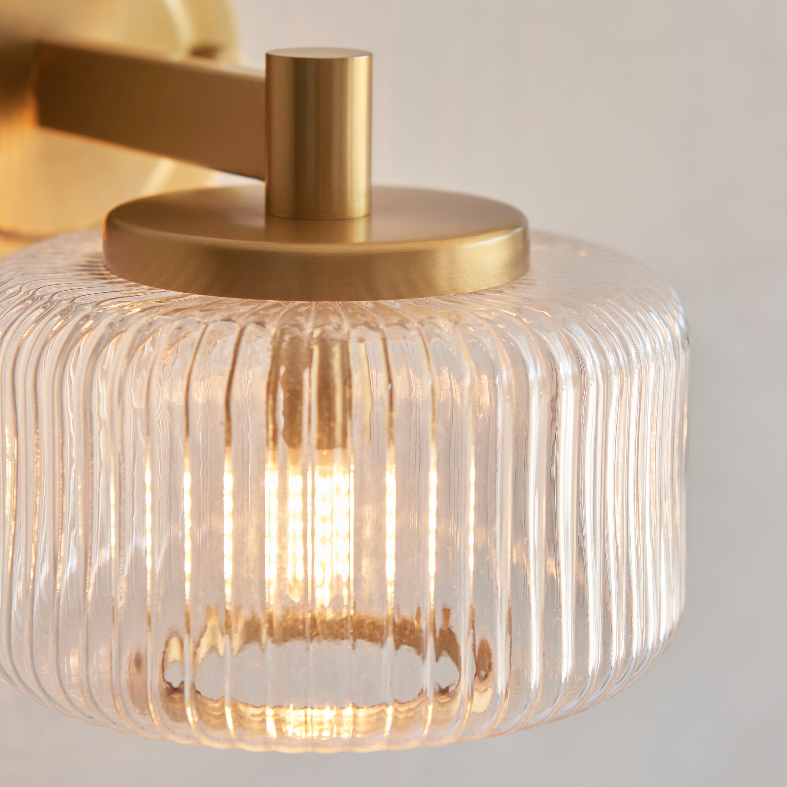 Stamford Brass & Ribbed Glass Shade Wall Light