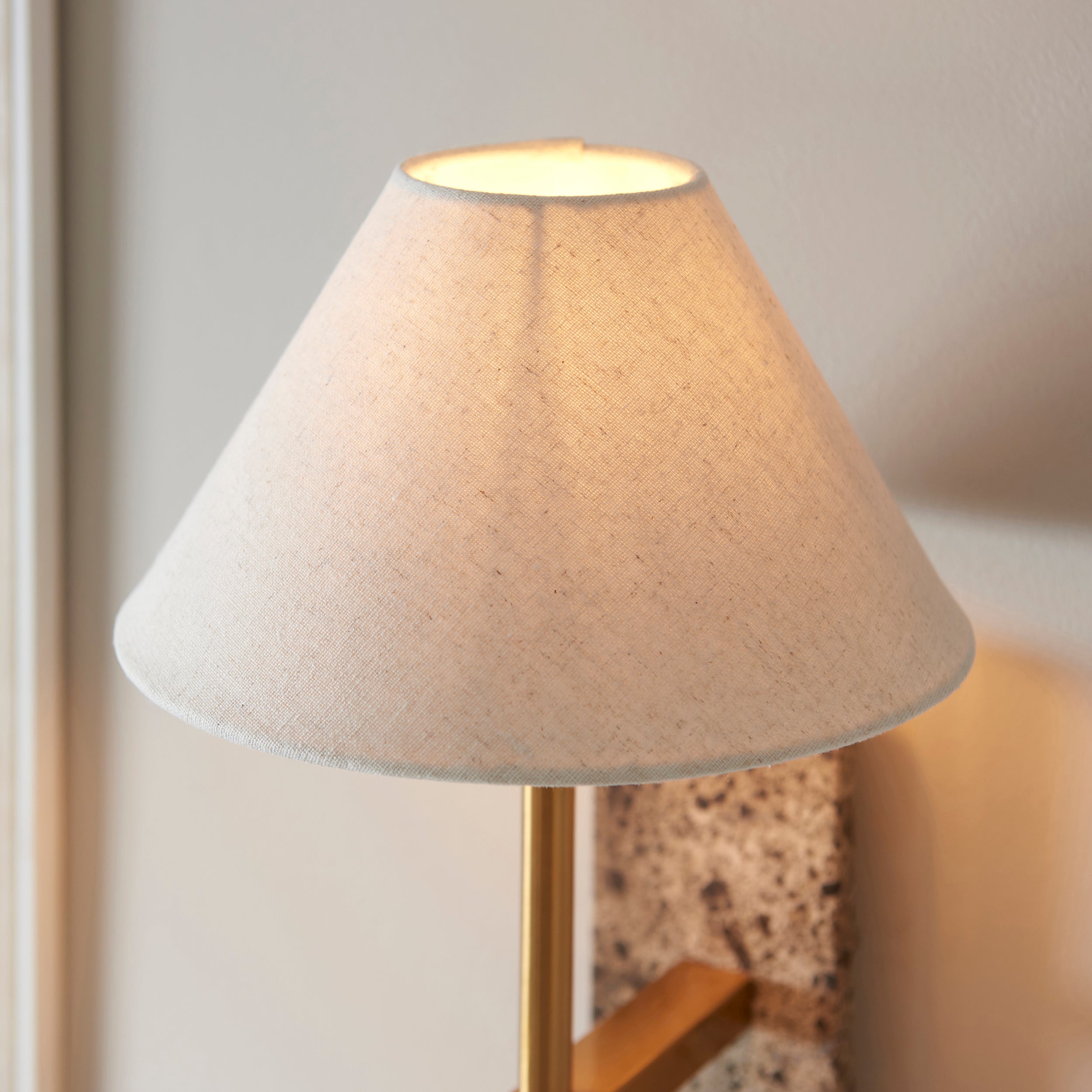 Faro Emperador Marble & Brass Wall Light - Faux Linen Shade