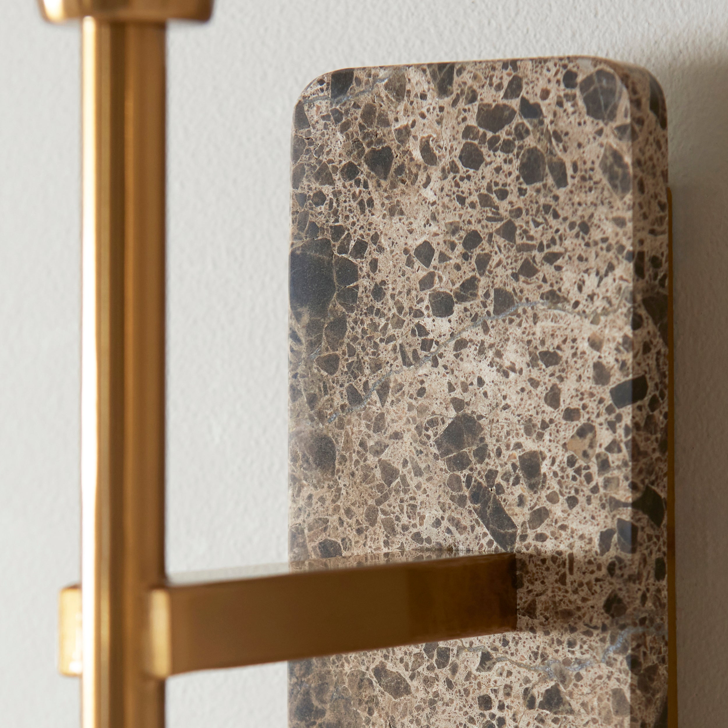 Faro Emperador Marble & Brass Wall Light - Faux Linen Shade