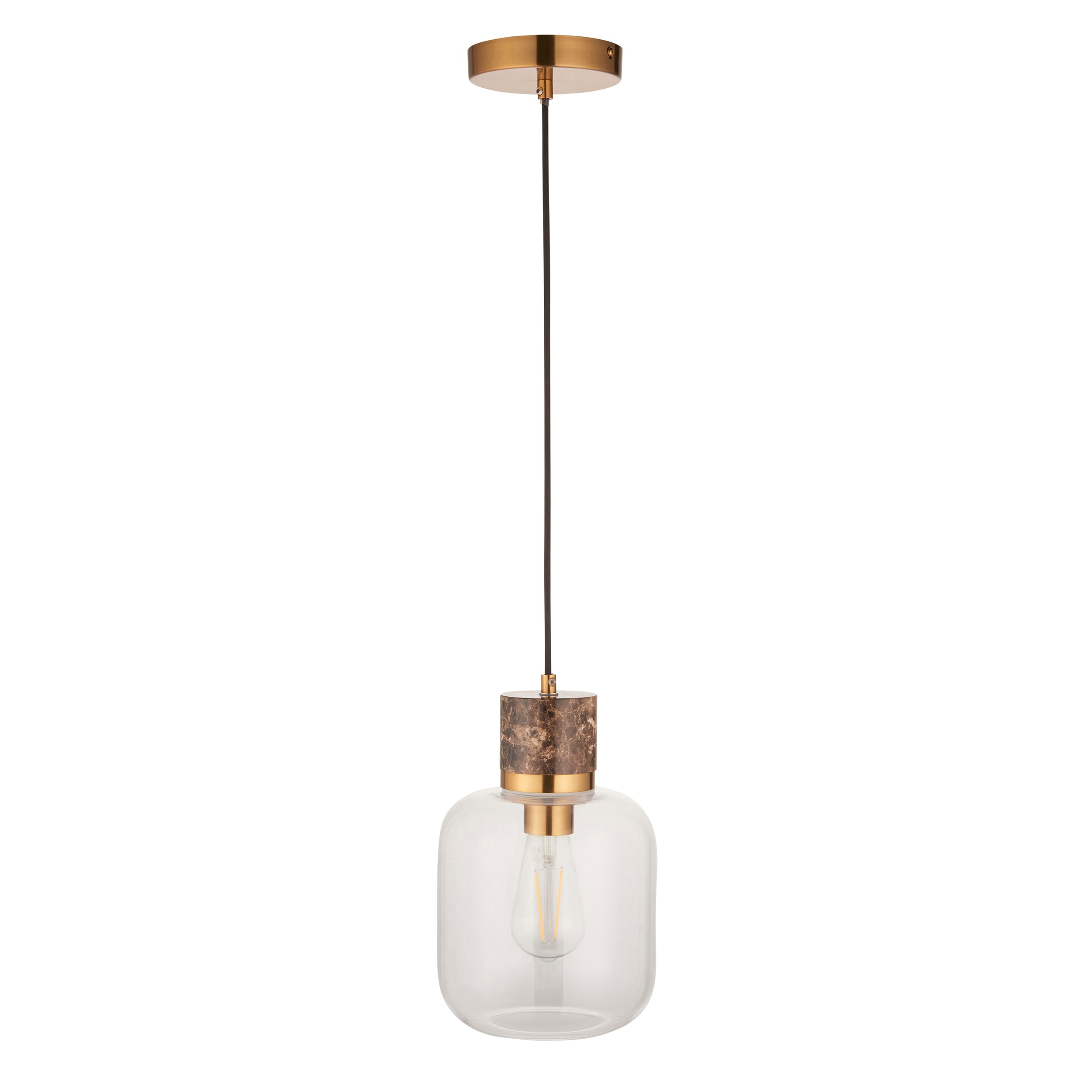 Travi Emperador Mable & Brass Pendant - Glass Shade