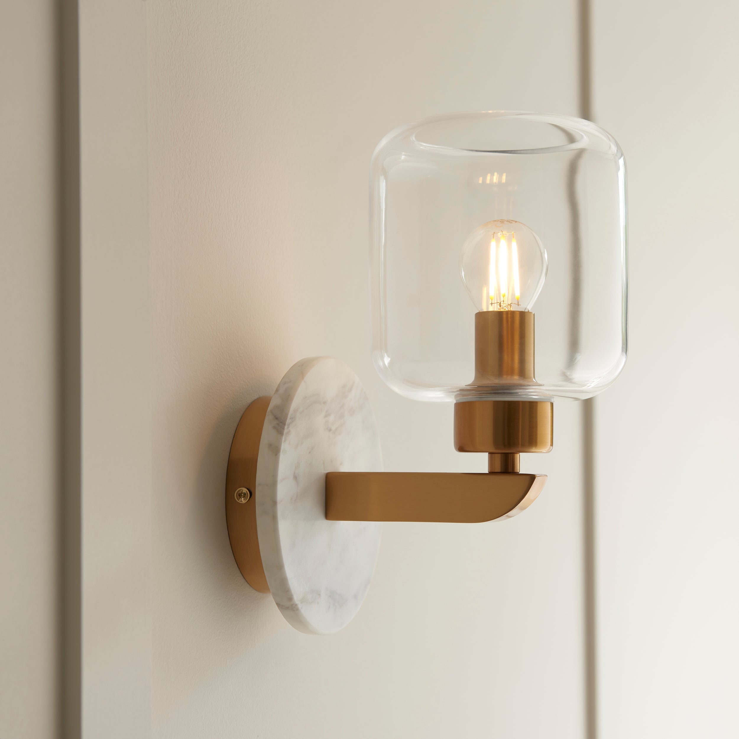 Travi Volakas Marble & Brass Wall Light - Glass Shade