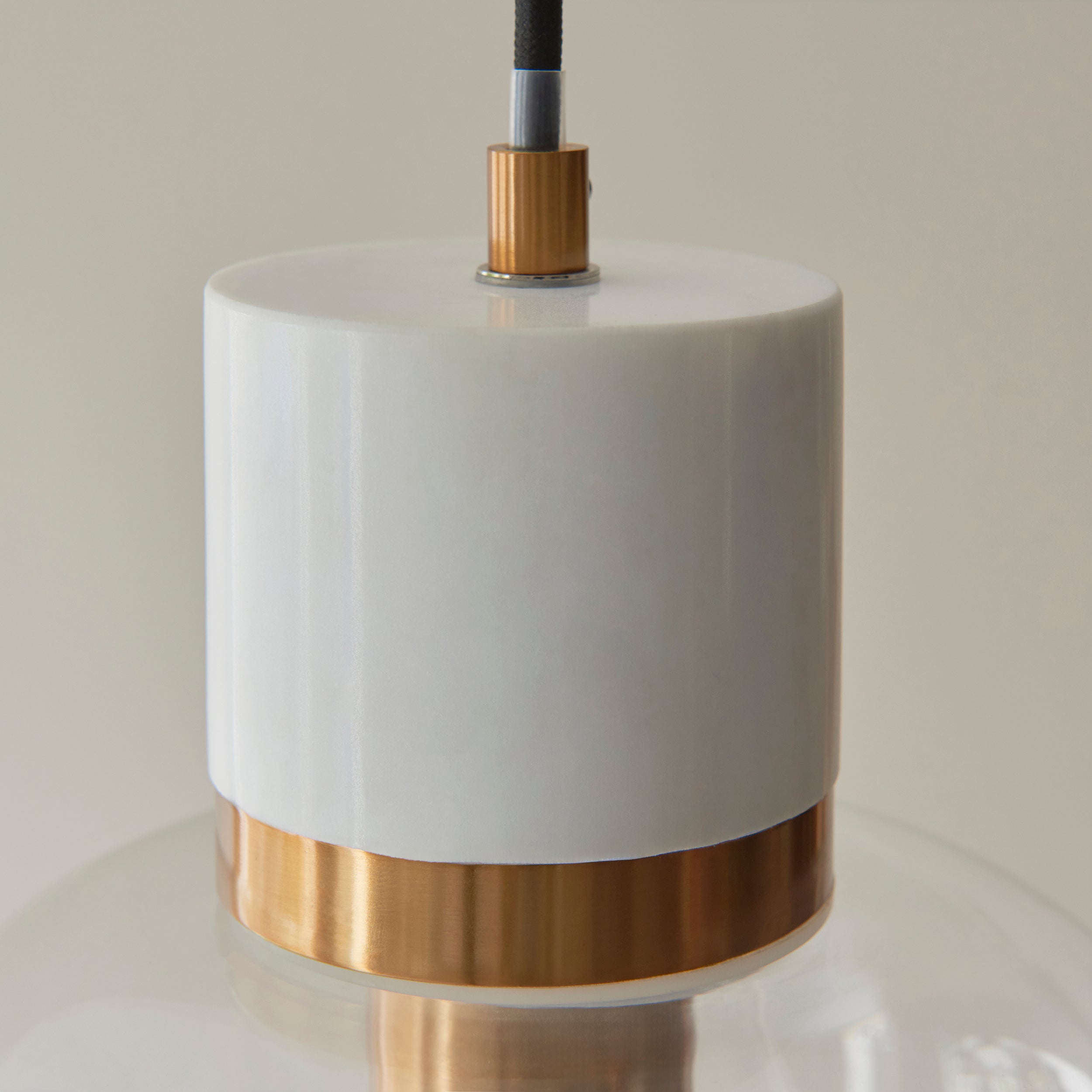 Travi Volashas Marble & Brass Pendant - Glass Shade