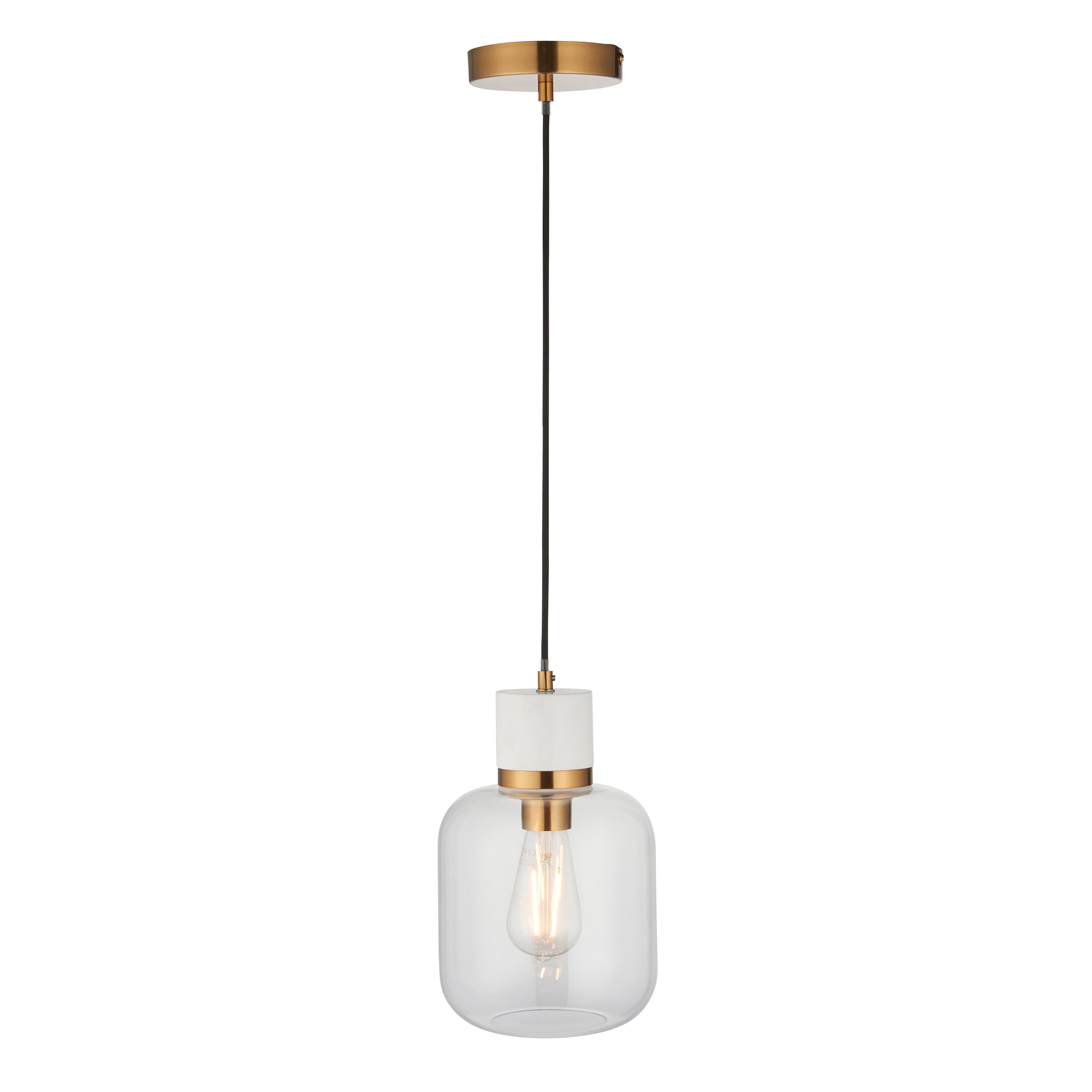Travi Volashas Marble & Brass Pendant - Glass Shade