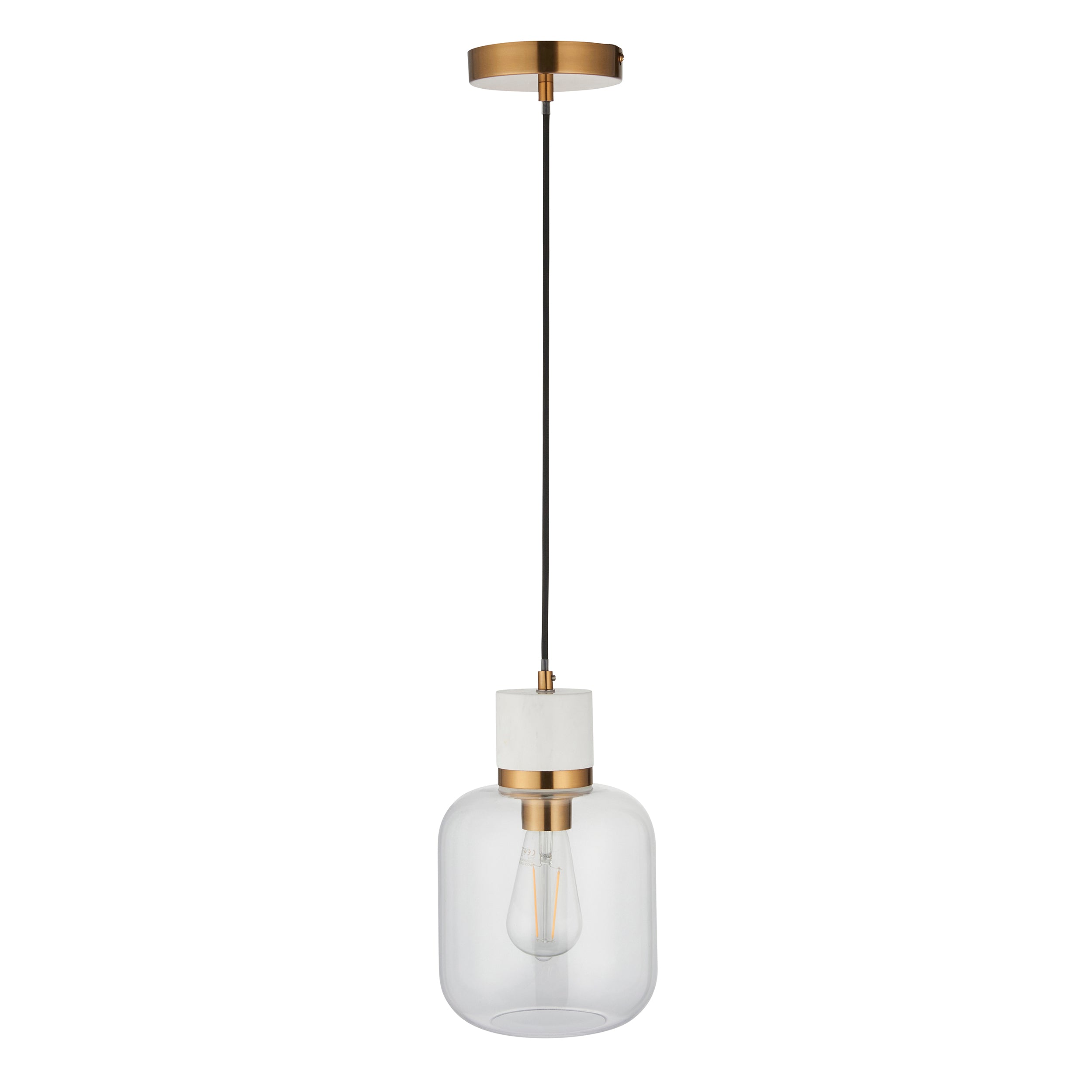 Travi Volashas Marble & Brass Pendant - Glass Shade