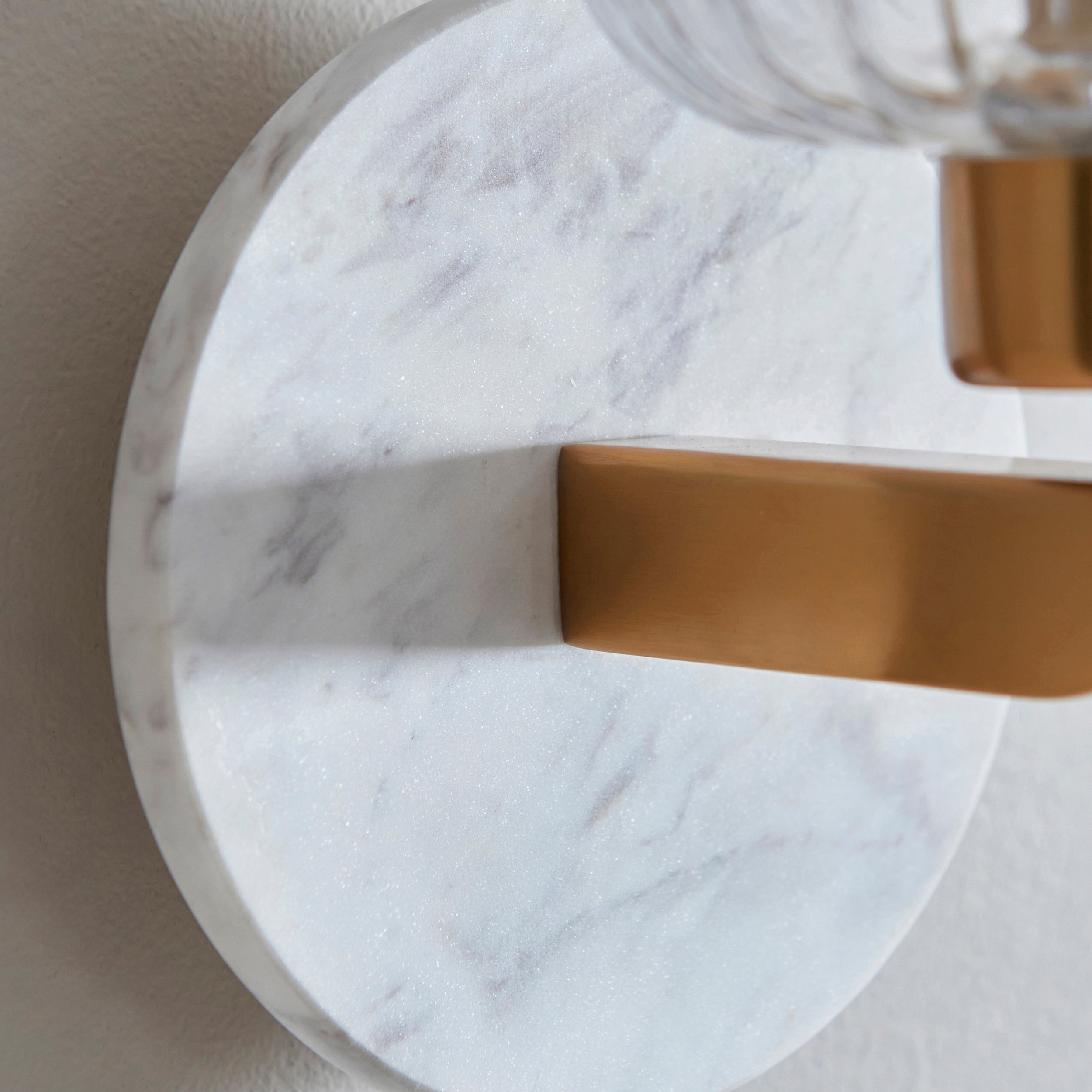 Travi Volakas Marble & Brass Wall Light - Glass Ribbed Shade
