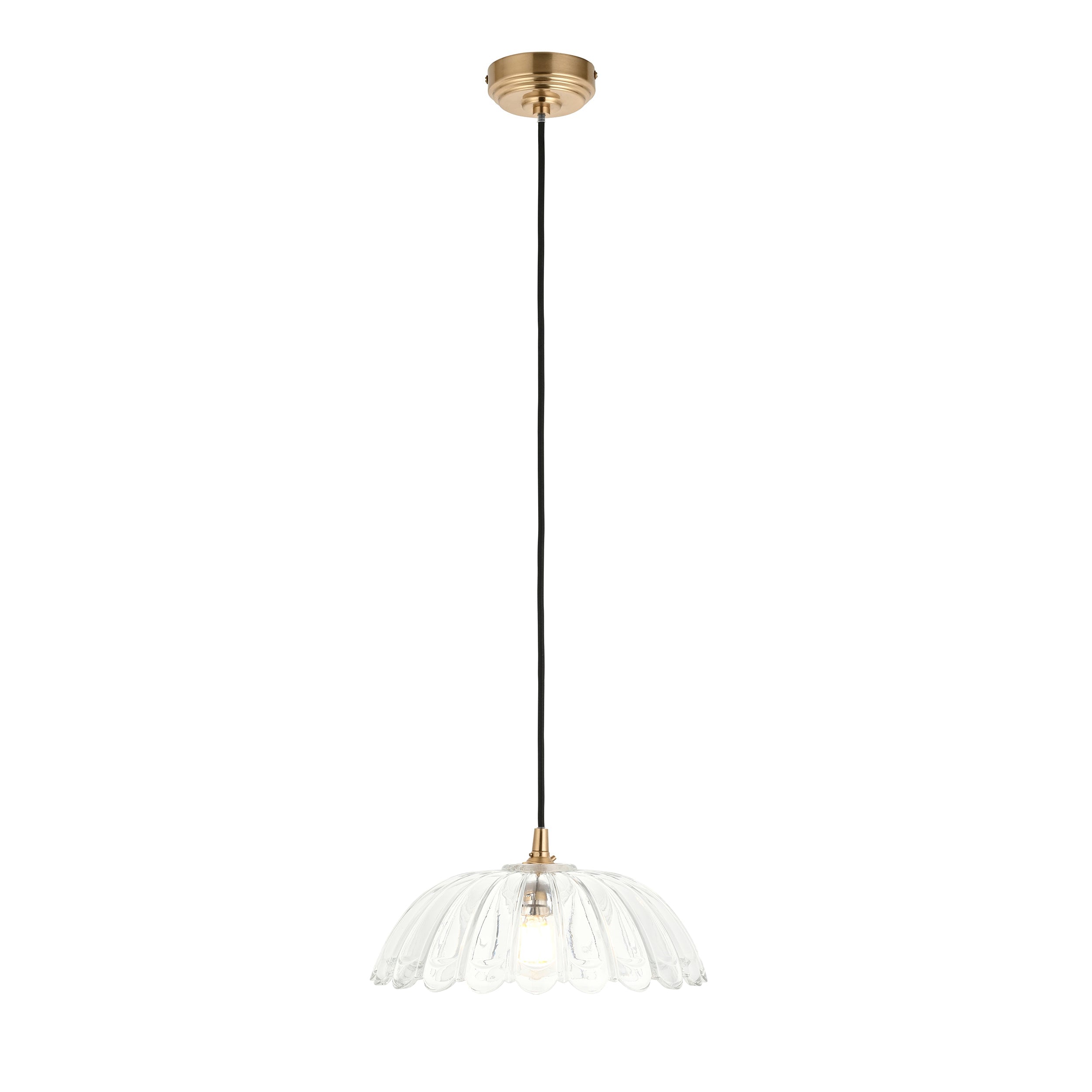 Eltham & Carnation Glass Pendant - Black Braided Cable-OPEN-BOX-50-160426