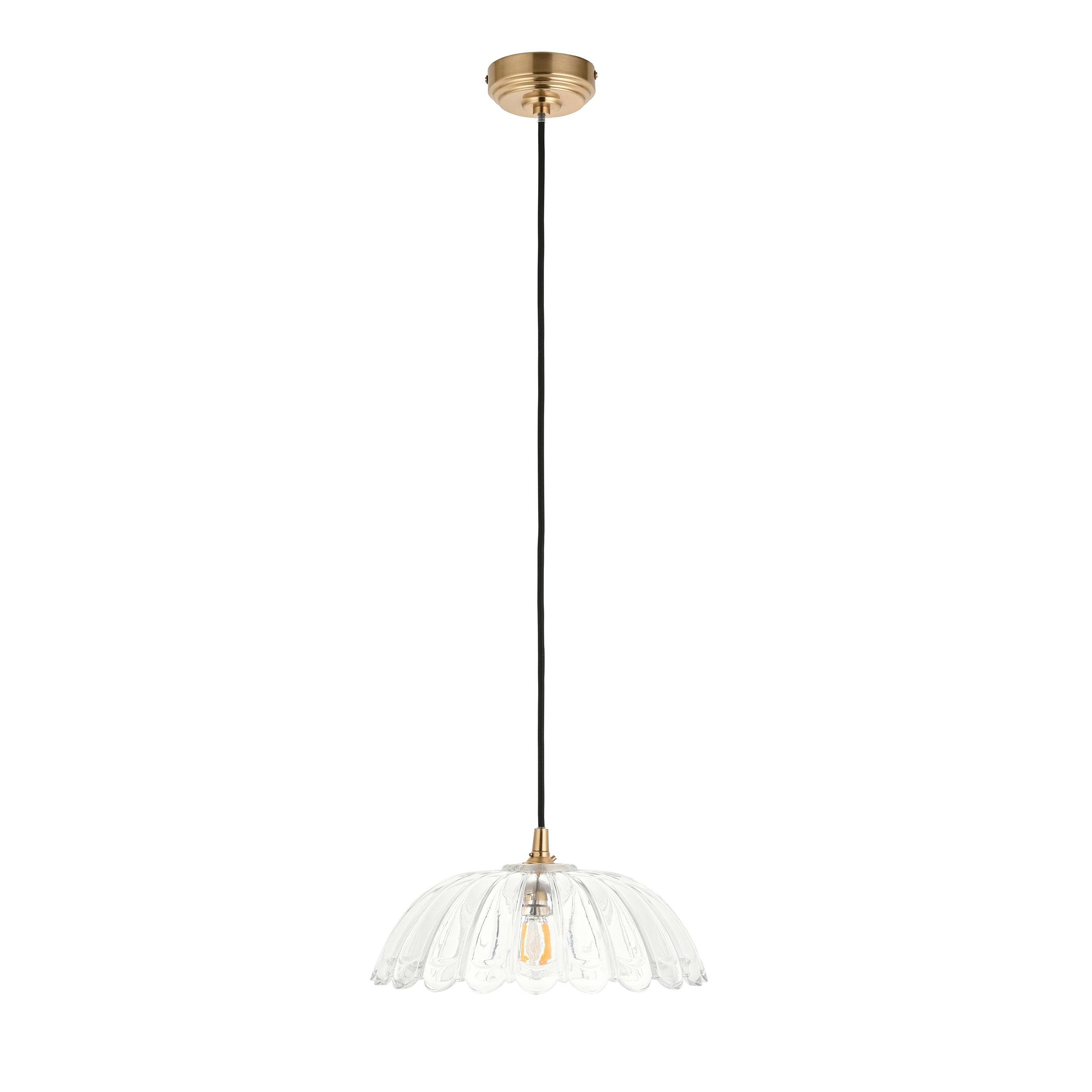 Eltham & Carnation Glass Pendant - Black Braided Cable-OPEN-BOX-50-160426