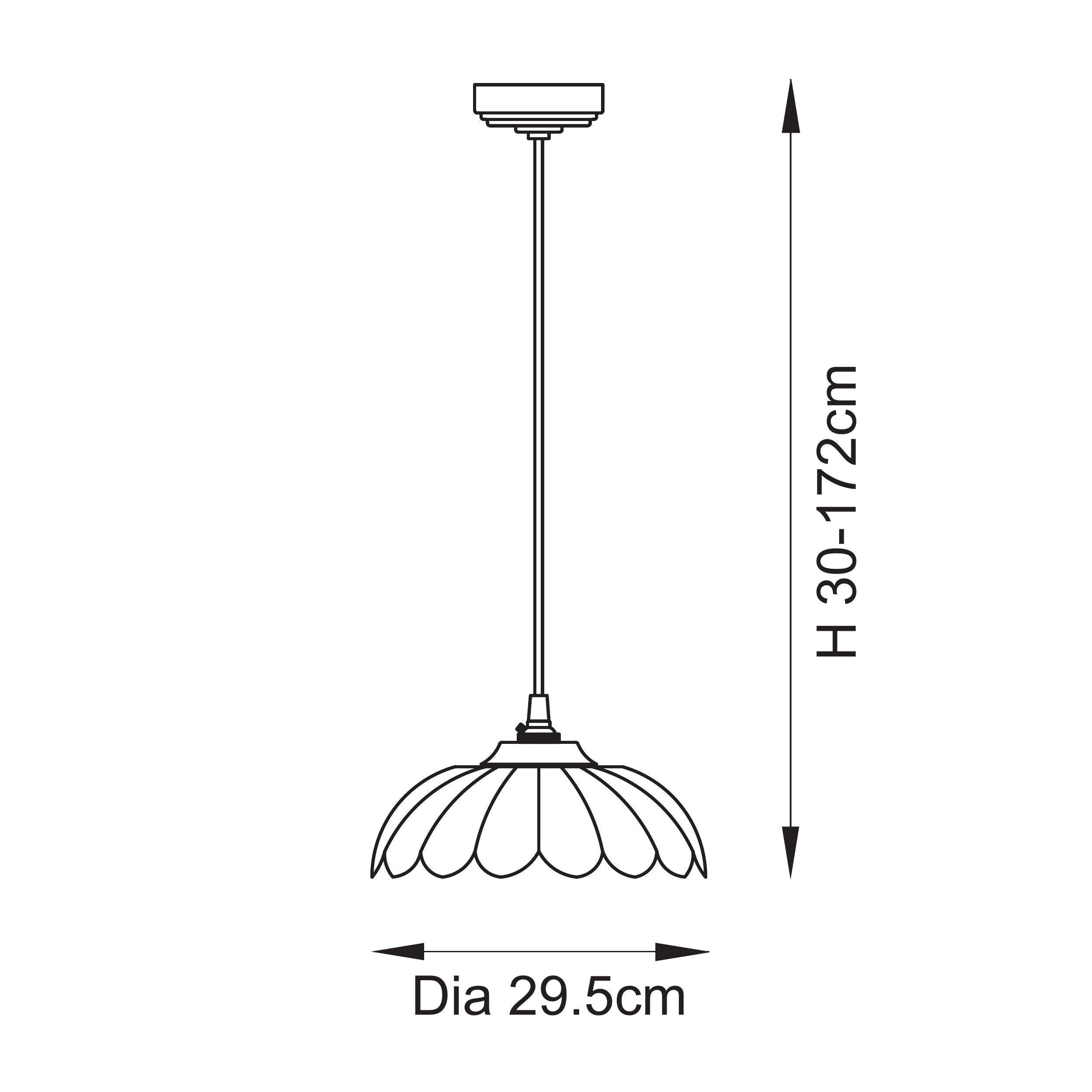 Eltham & Carnation Glass Pendant - Black Braided Cable-OPEN-BOX-50-160426