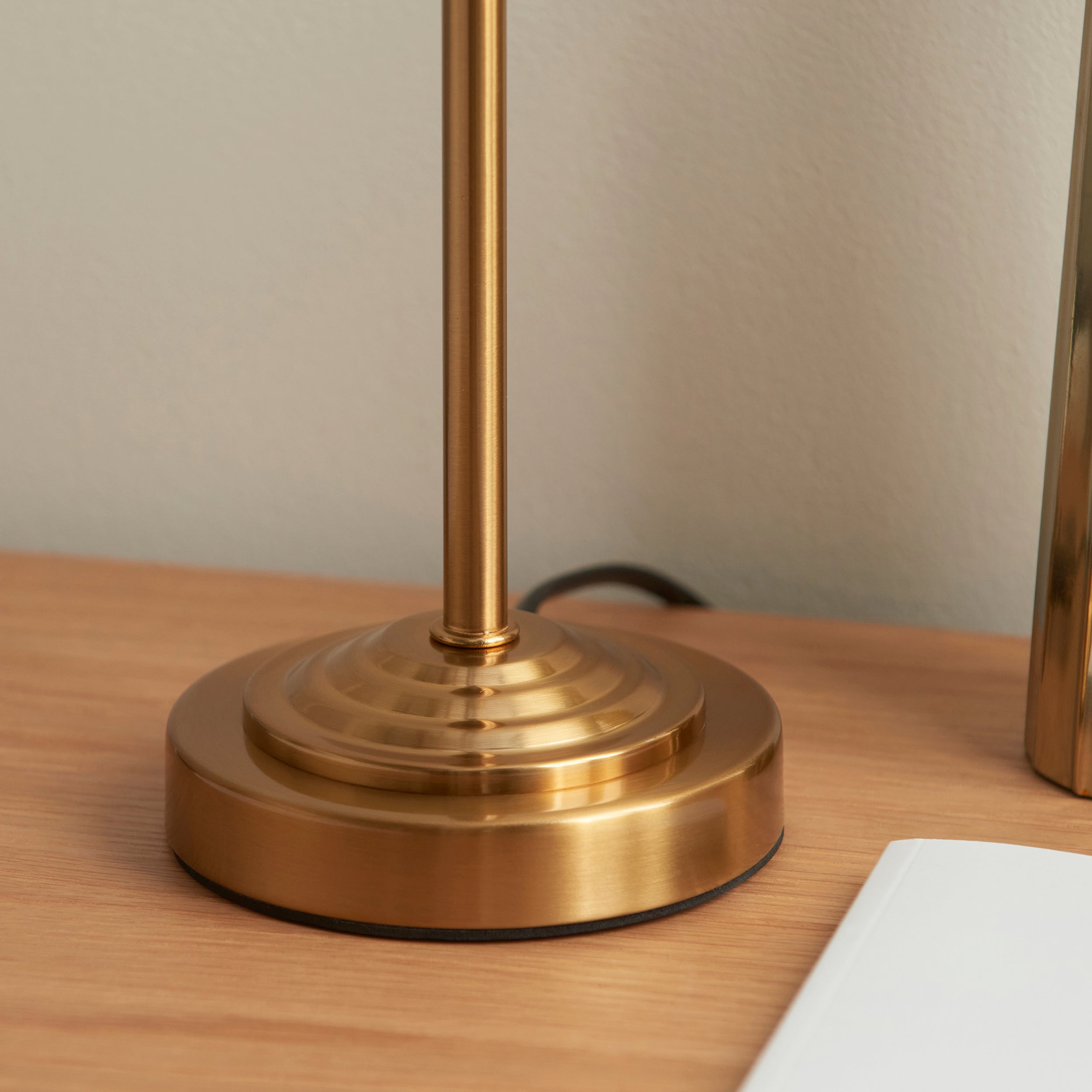 Rise Brass Table Lamp & Coral Pink Ikat 16cm Shade