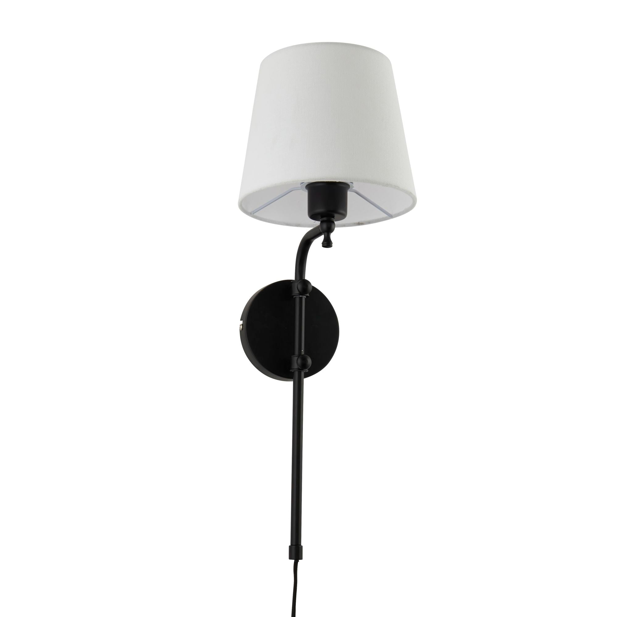 Searchlight Munich Black Wall Light - Linen Shade