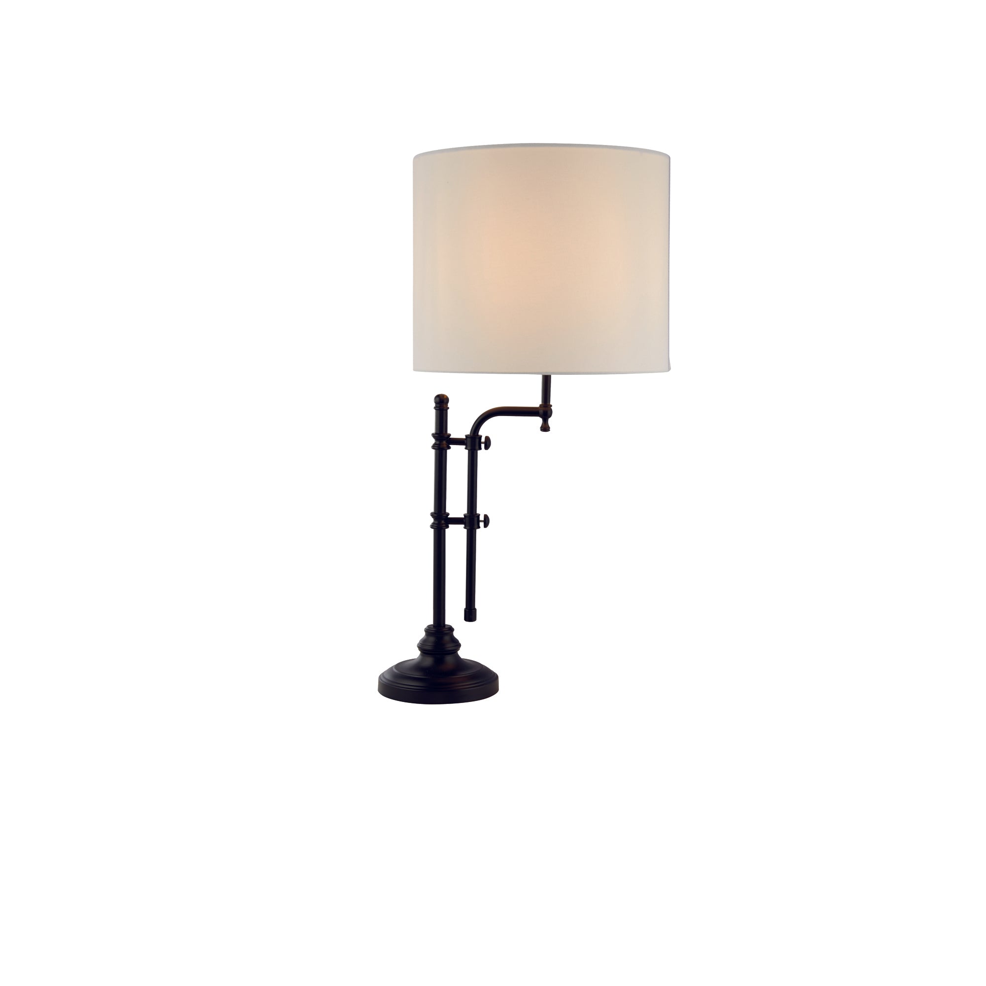 Searchlight Munich Black Table Lamp - Natural Linen Shade