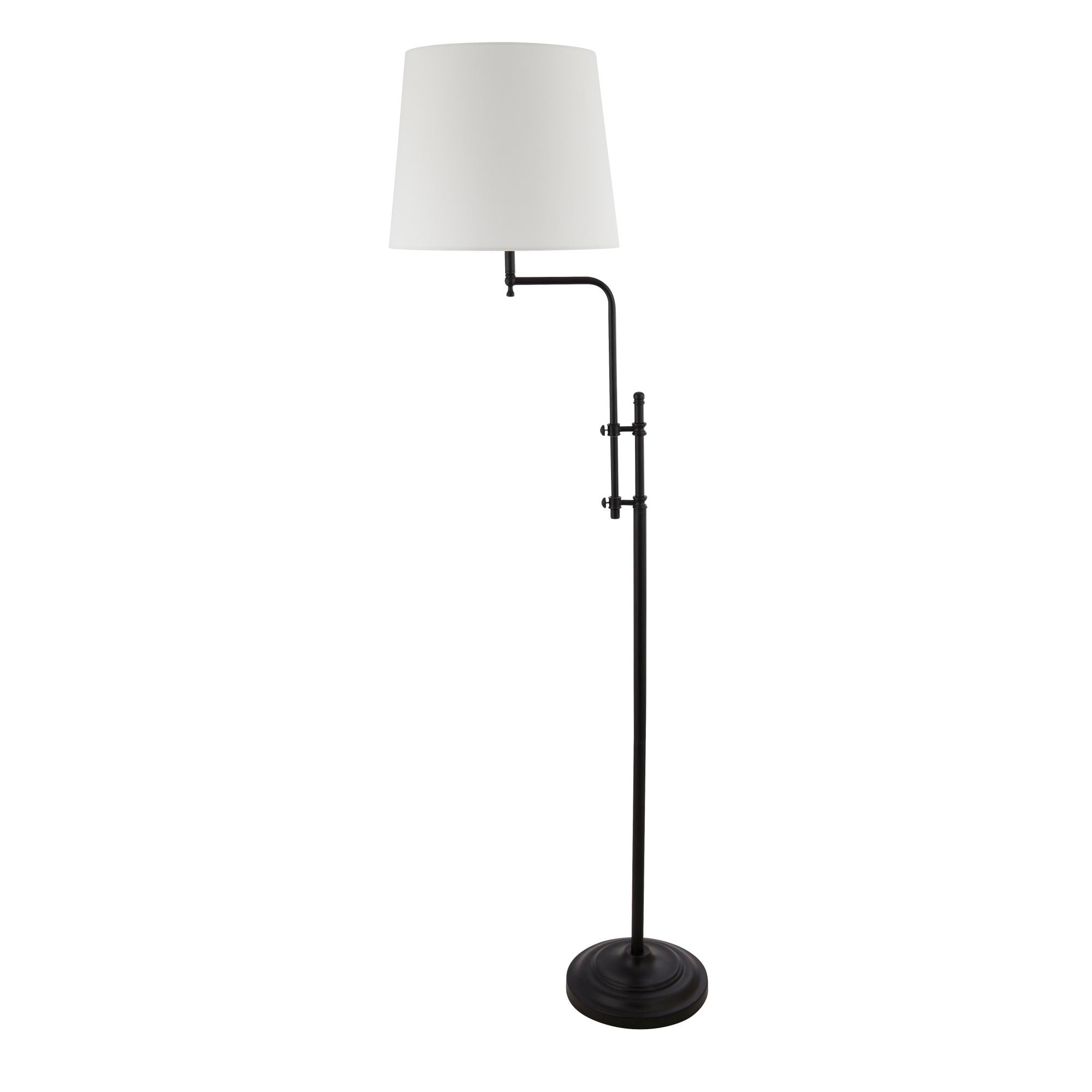 Searchlight Munich Black Floor Lamp With Natural Linen Shade