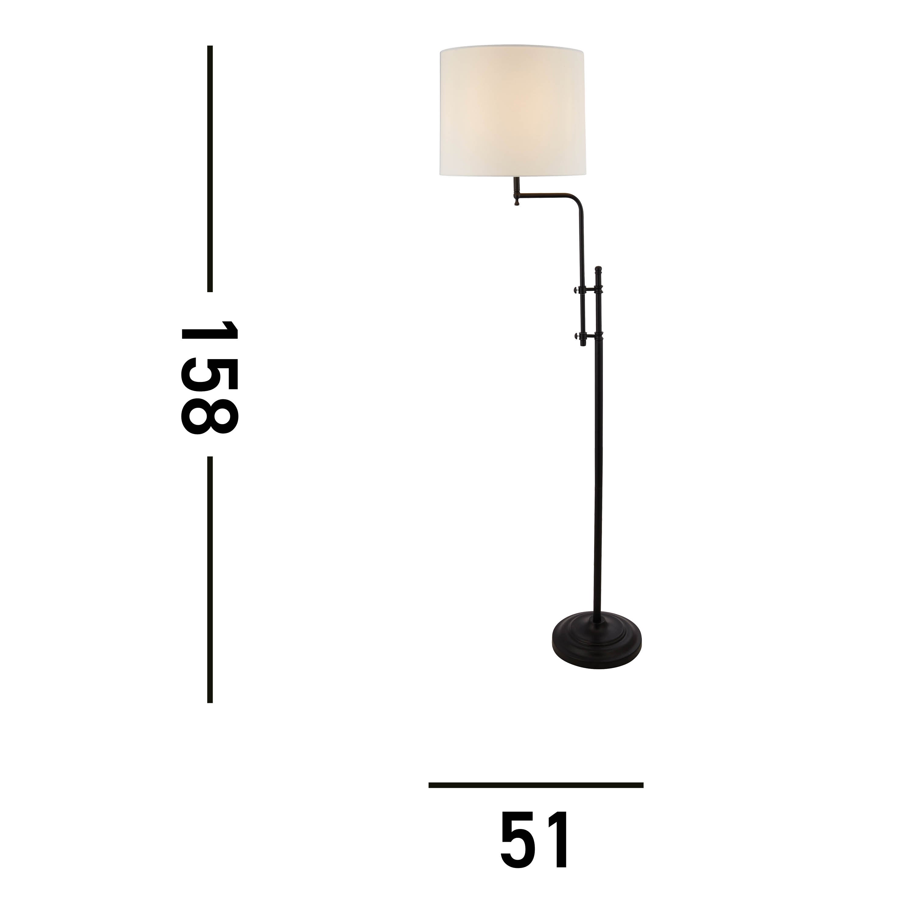 Searchlight Munich Black Floor Lamp With Natural Linen Shade