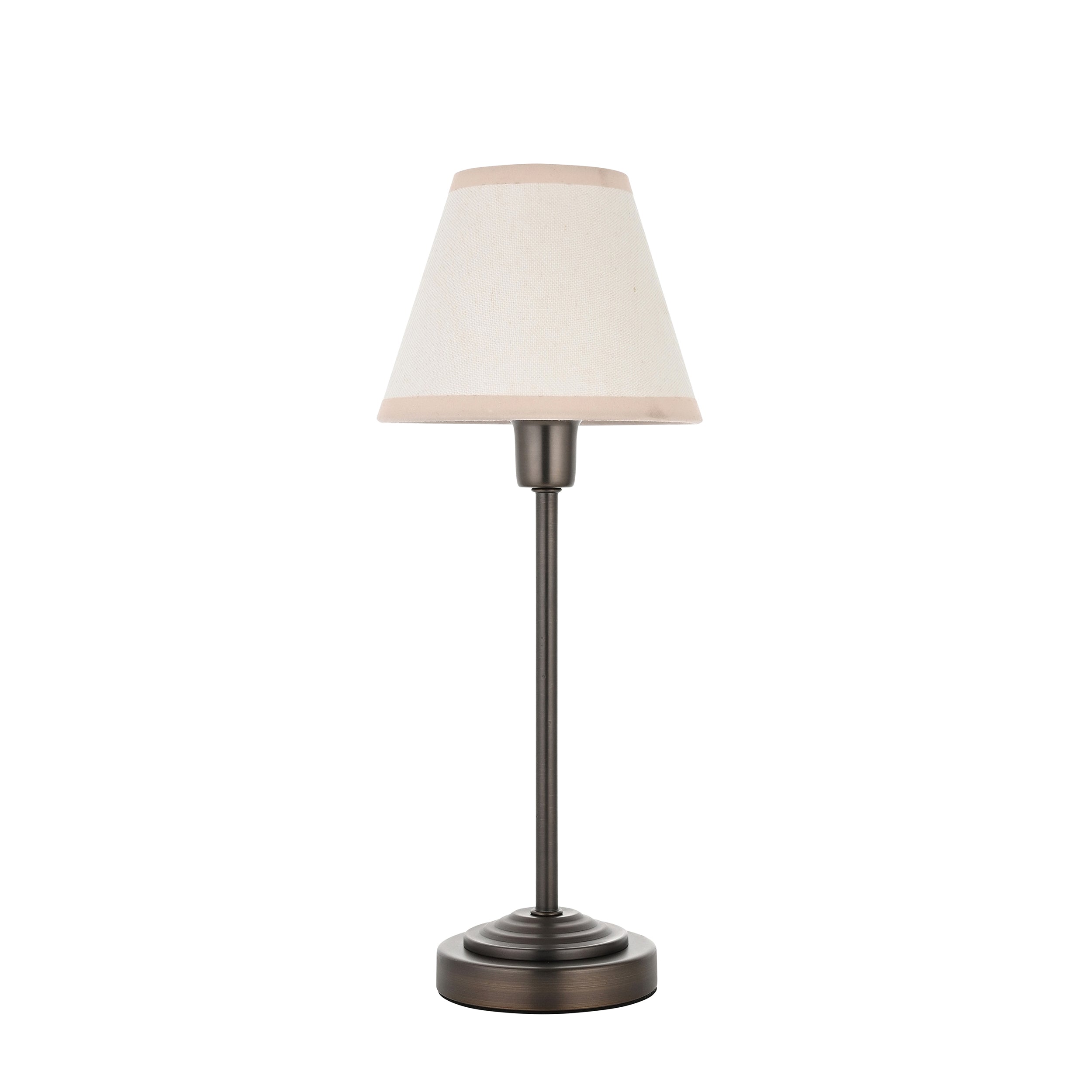 Rise Bronze Table Lamp & Vintage White Ikat 16cm Shade