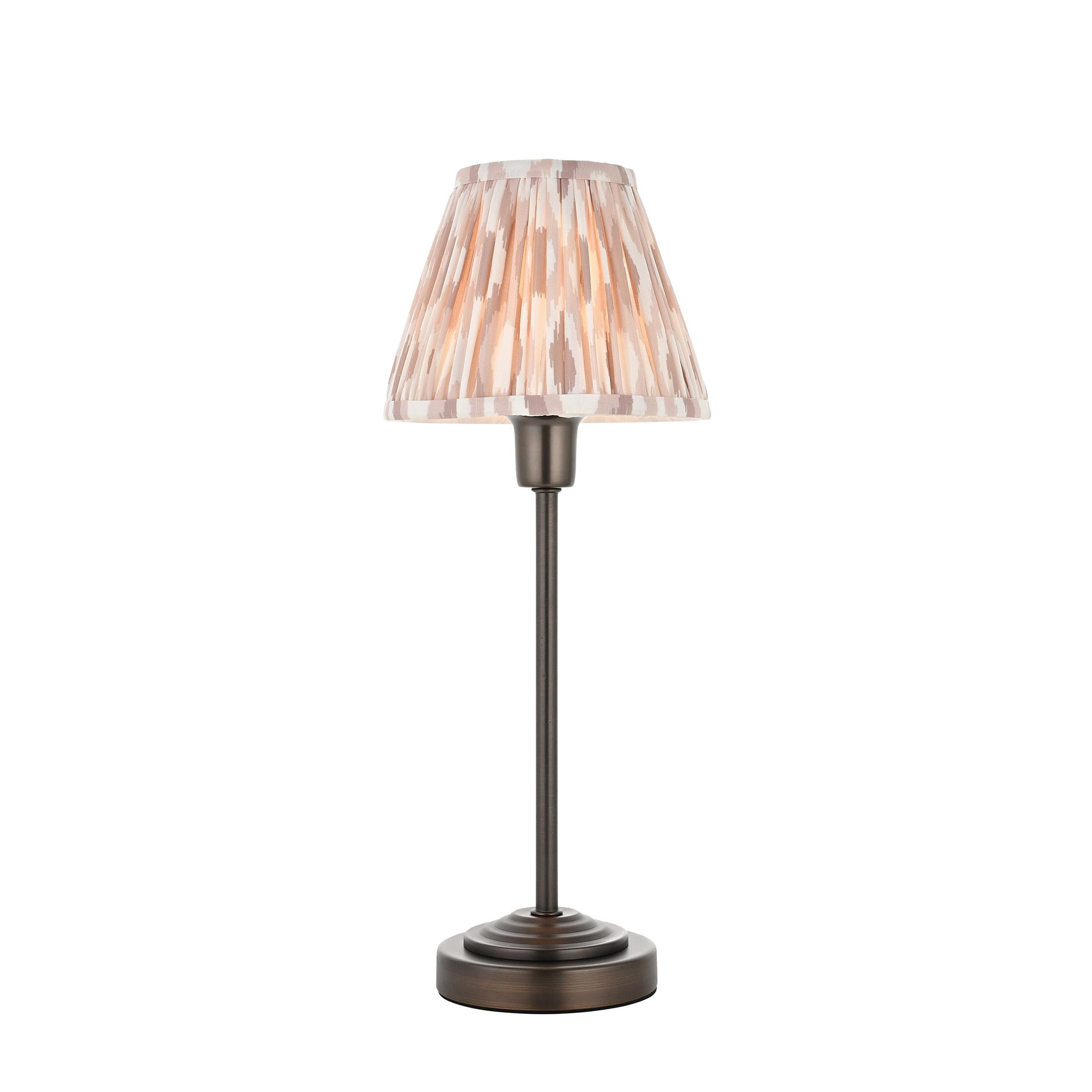 Rise Bronze Table Lamp & Neutral Ikat 16cm Shade 121006 by Endon Lighting