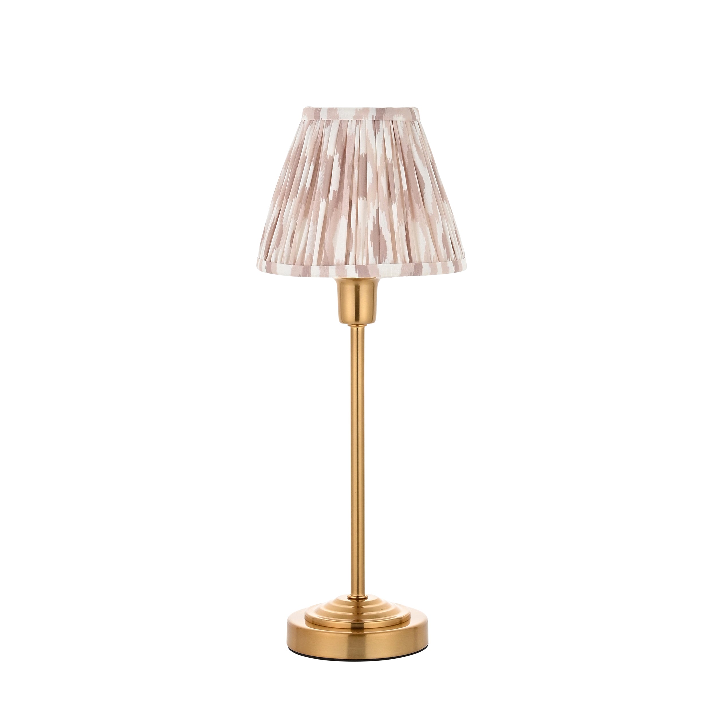Rise Brass Table Lamp & Neutral Ikat 16cm Shade