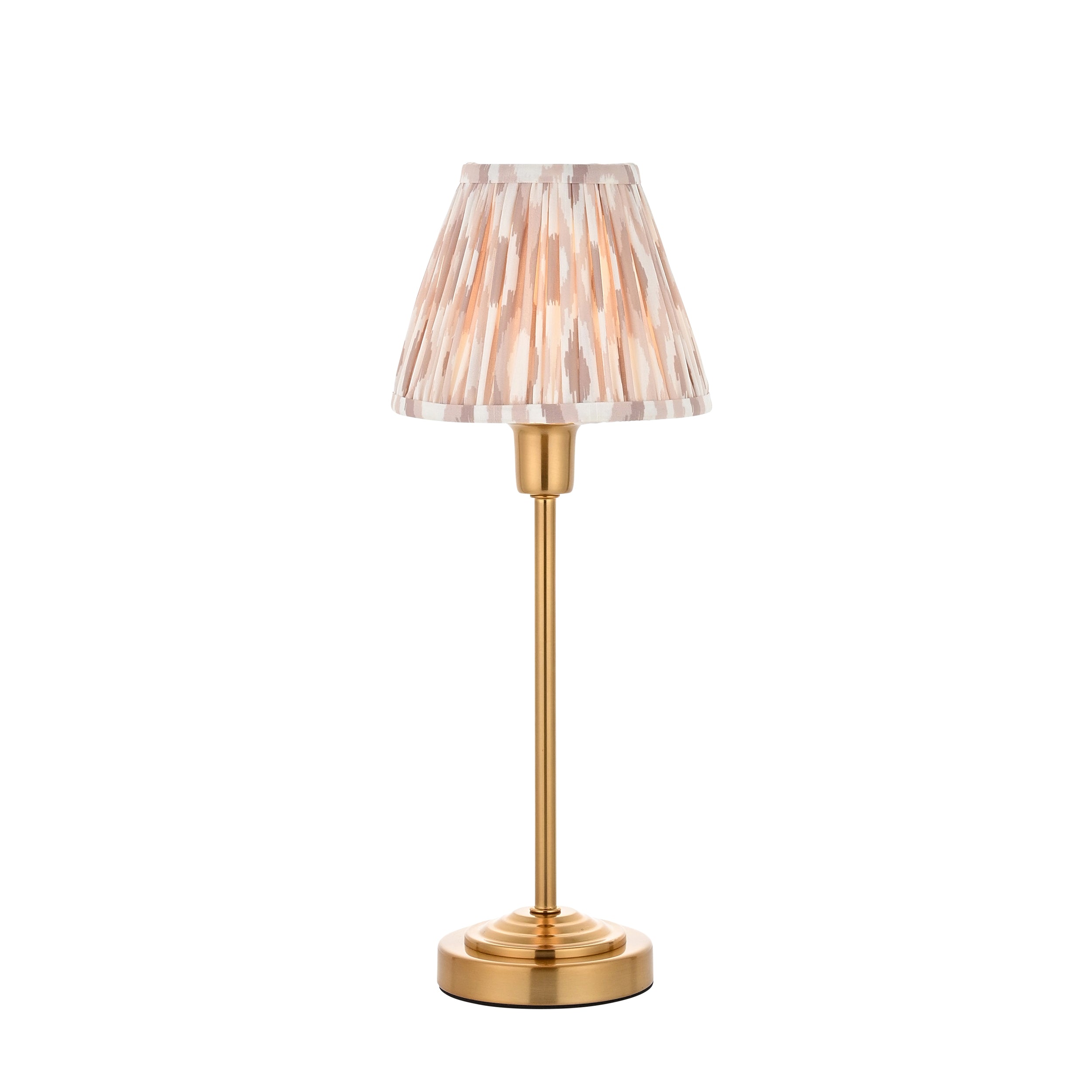 Rise Brass Table Lamp & Neutral Ikat 16cm Shade