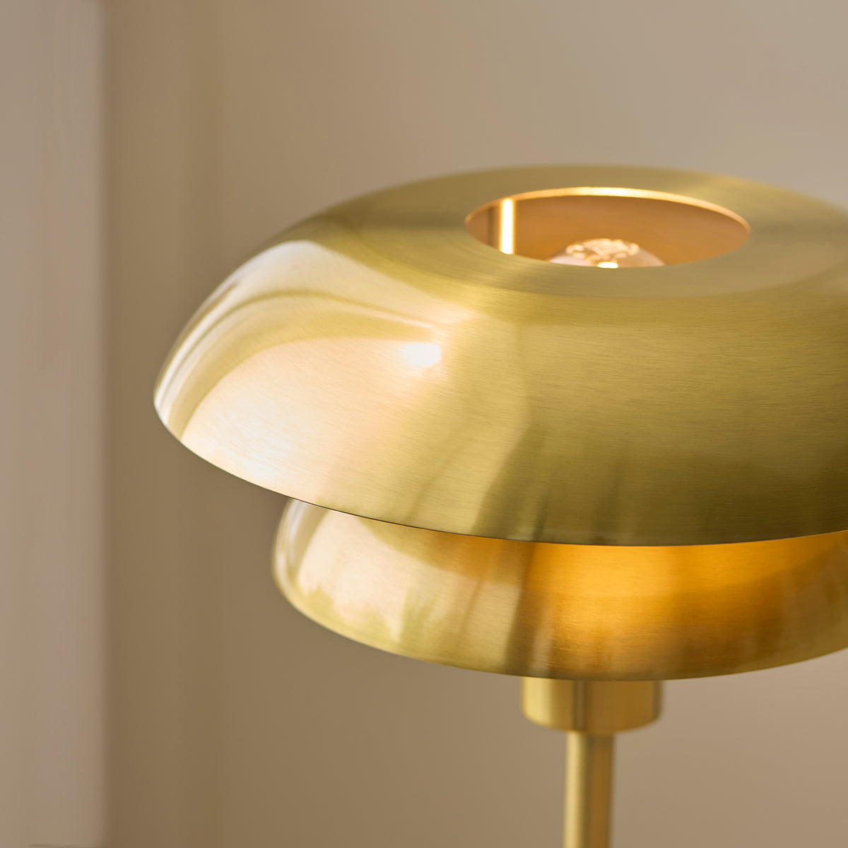 Detail of the Lyon brass shade edges catching warm light