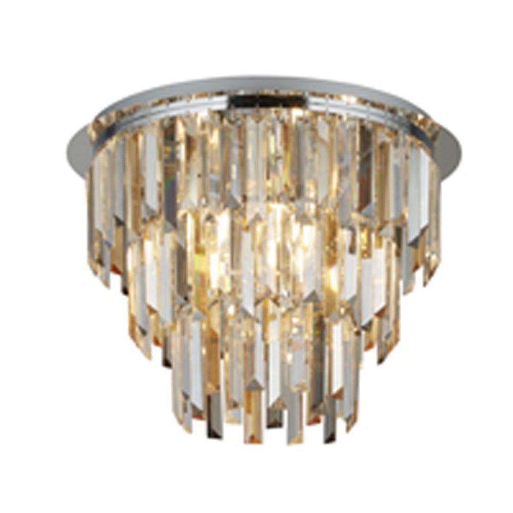Clarissa 5 Light Chrome Ceiling Flush - Crystal Prism Drops-warehouse-180926