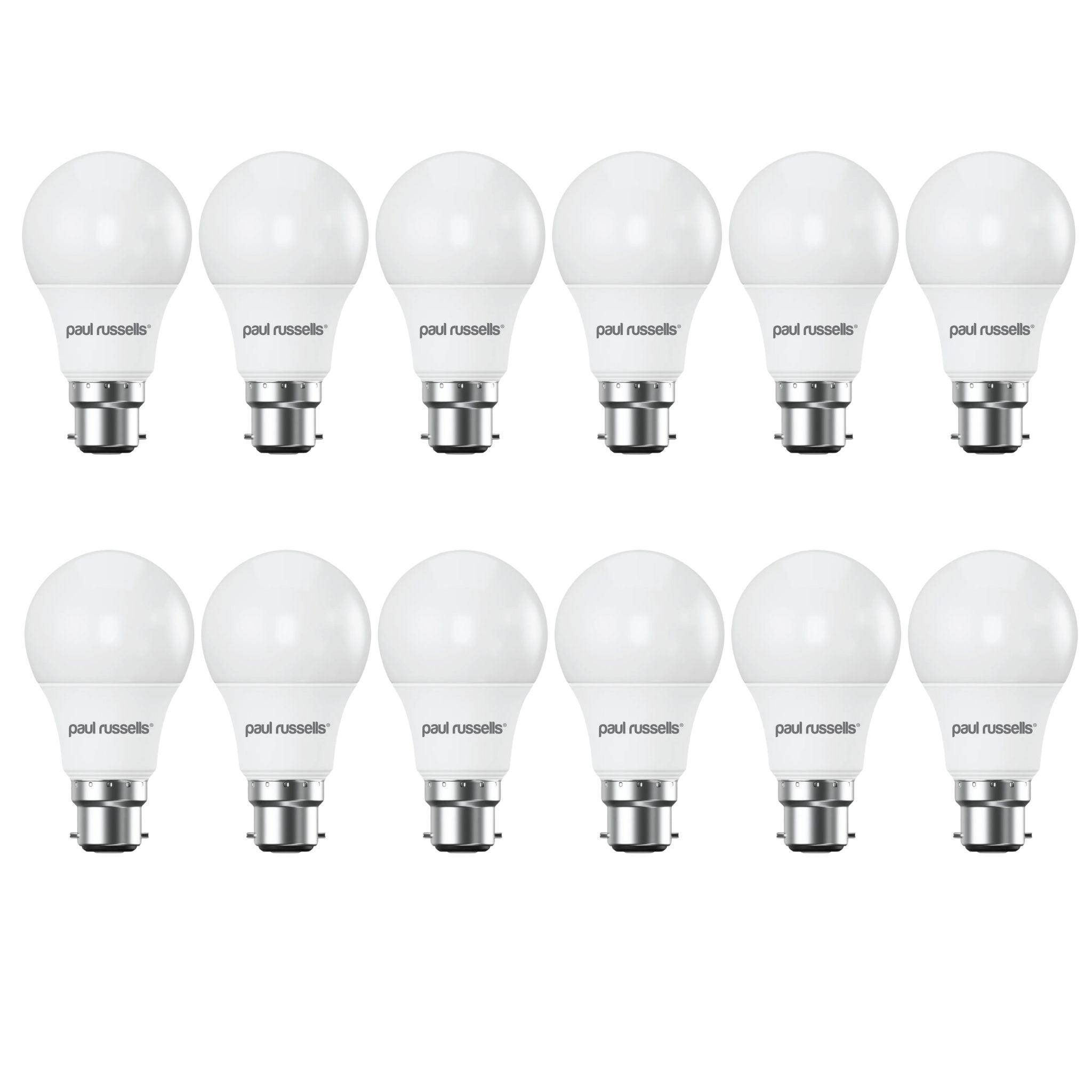 12 X LED Dimmable B22 8.5W (60W) Warm White GLS Bayonet Cap Light Bulbs