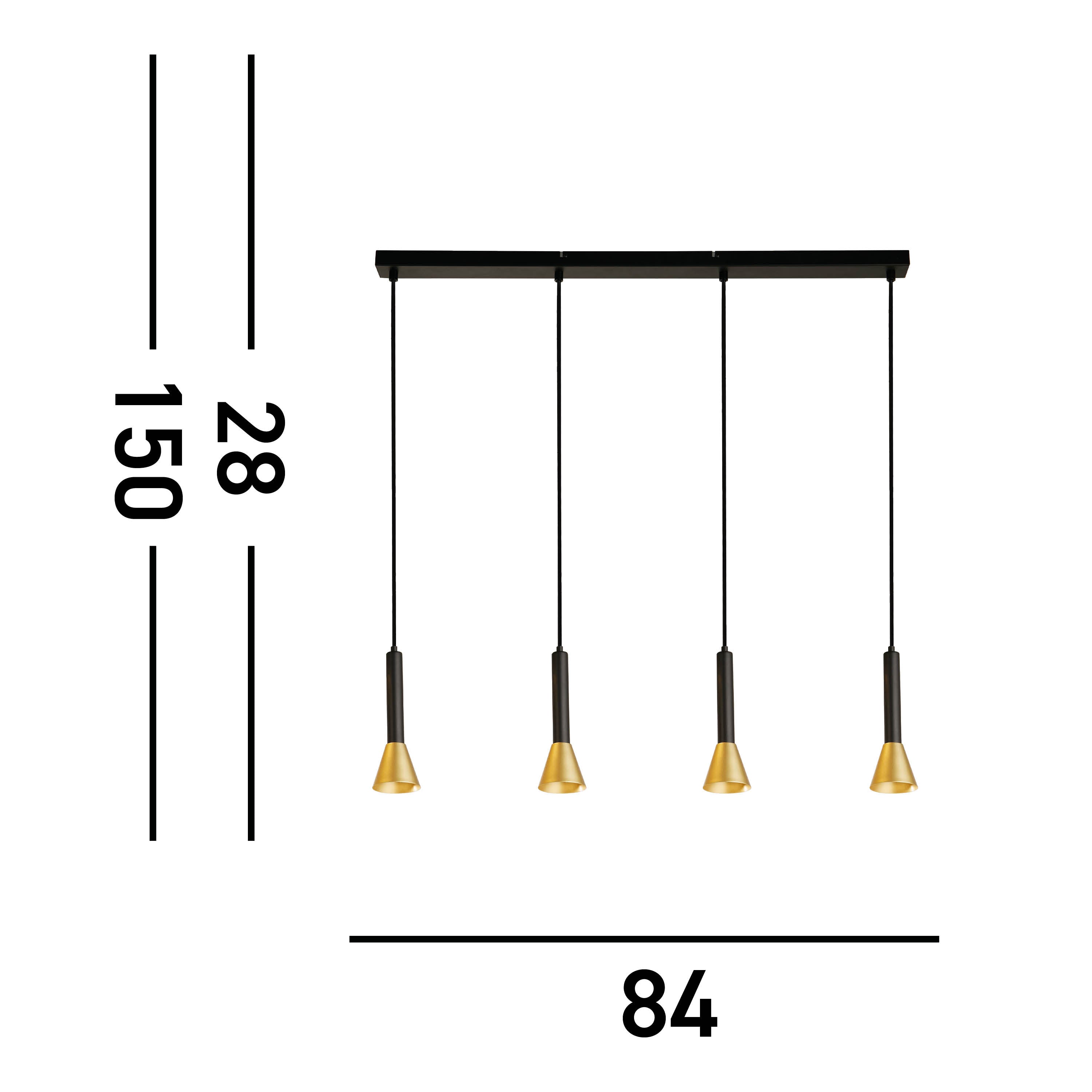 Searchlight Signal 4 Light Black & Gold Bar Pendant