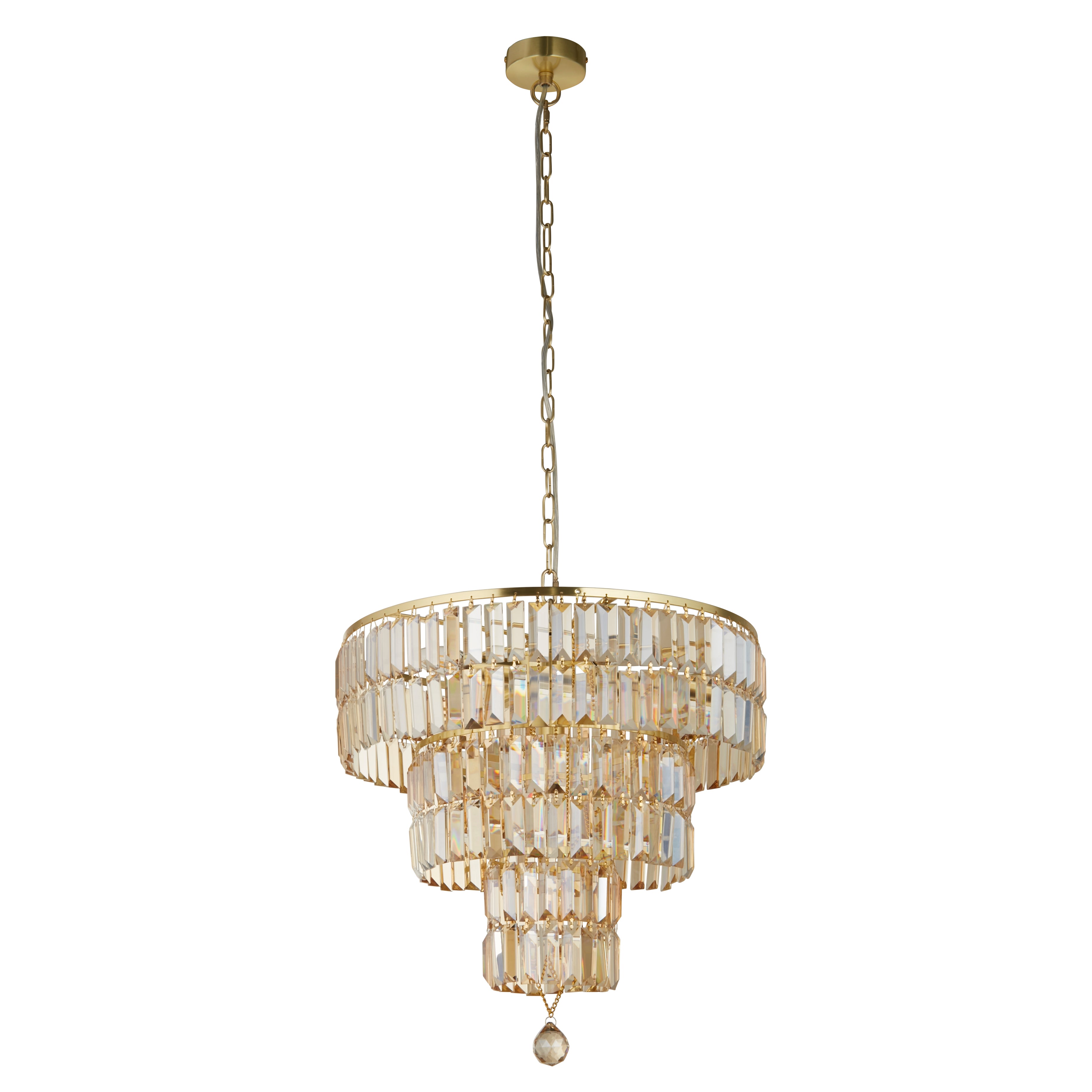 Searchlight Empire 5 Light Brass & Champagne Glass Chandelier